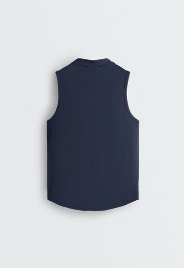 Technical sleeveless T-shirt with half zip — NAVY BLUE 7
