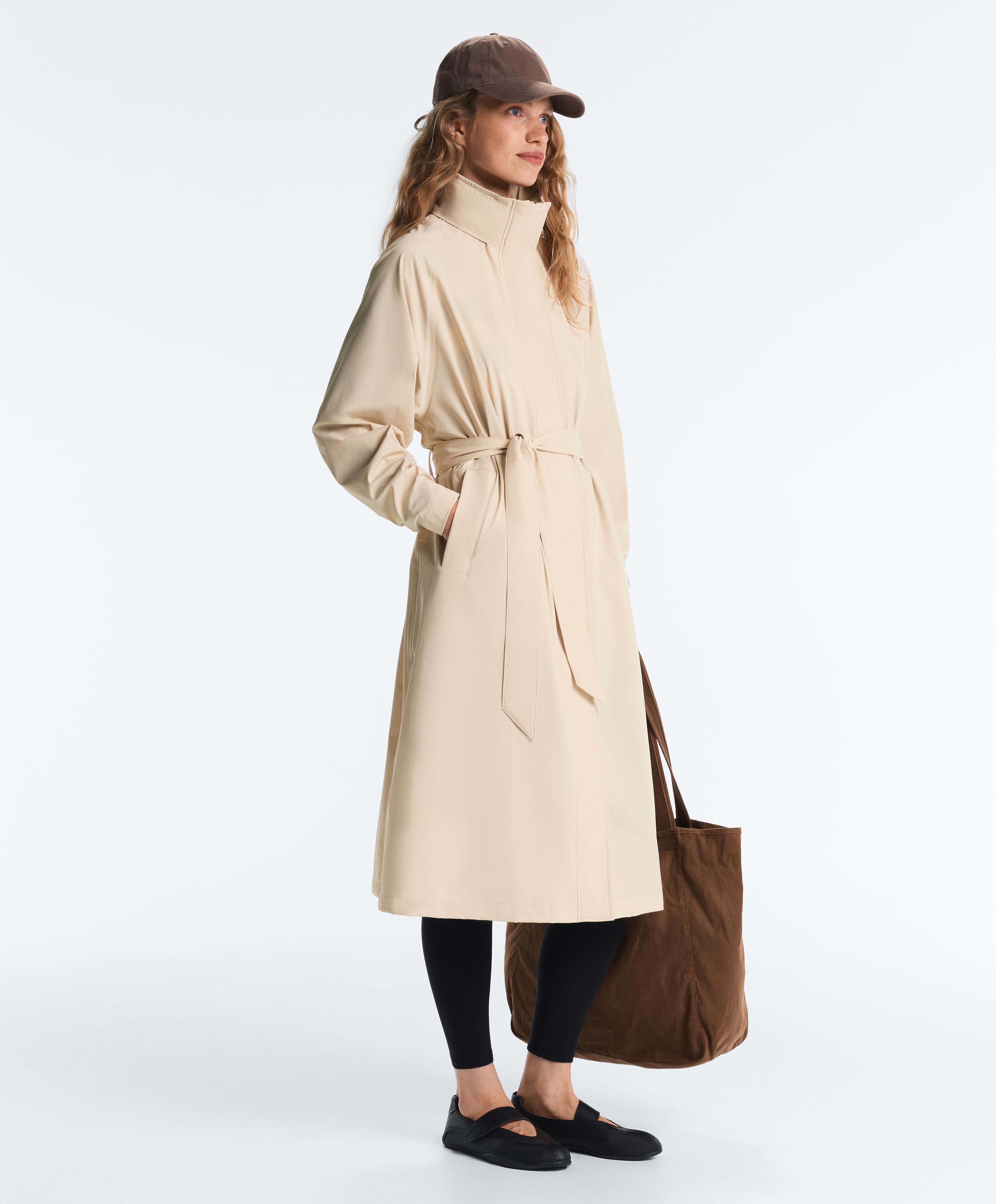Long extra lightweight 10k waterproof jacket — PALE BEIGE