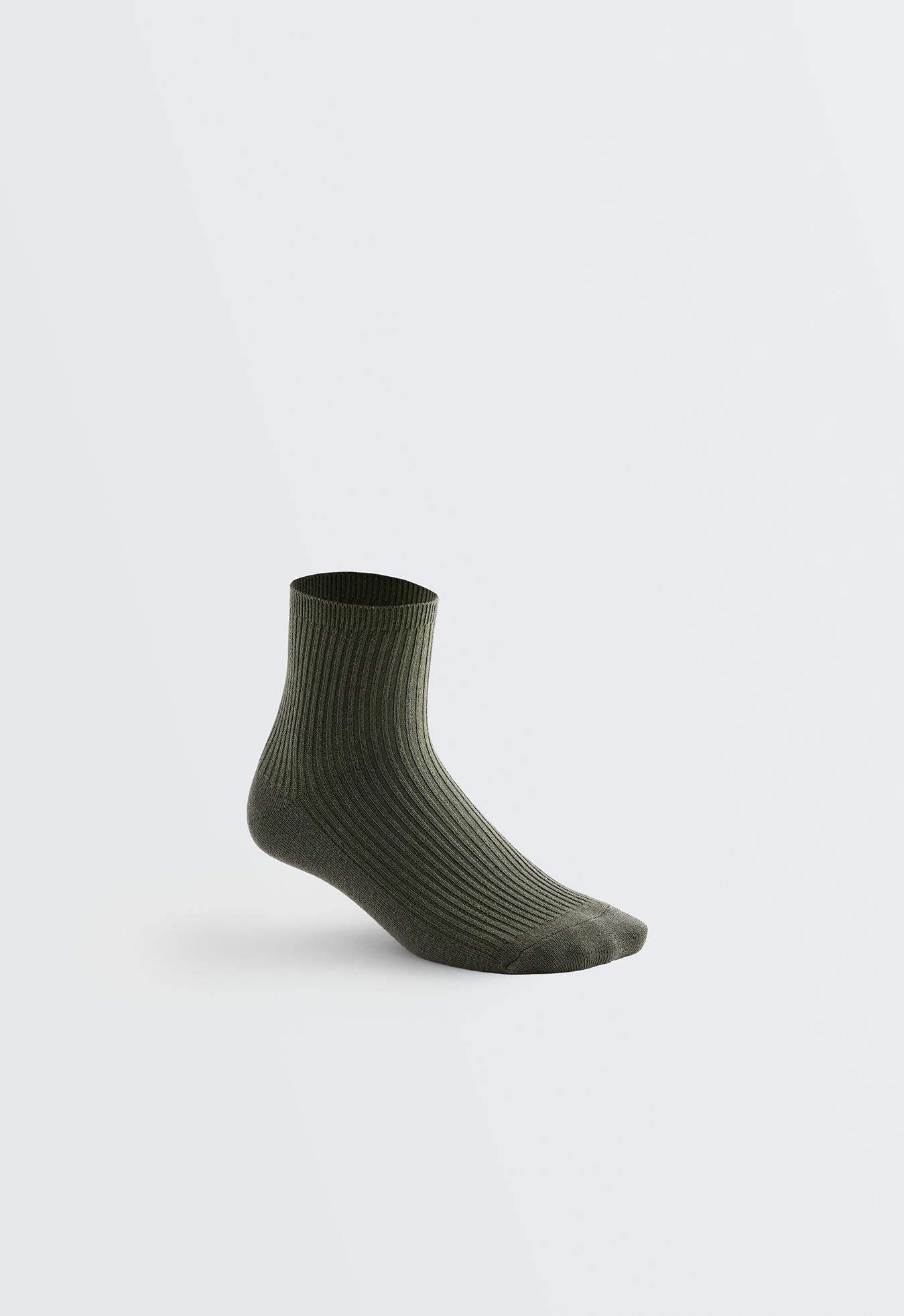 5 pairs of cotton blend quarter socks — DARK KHAKI