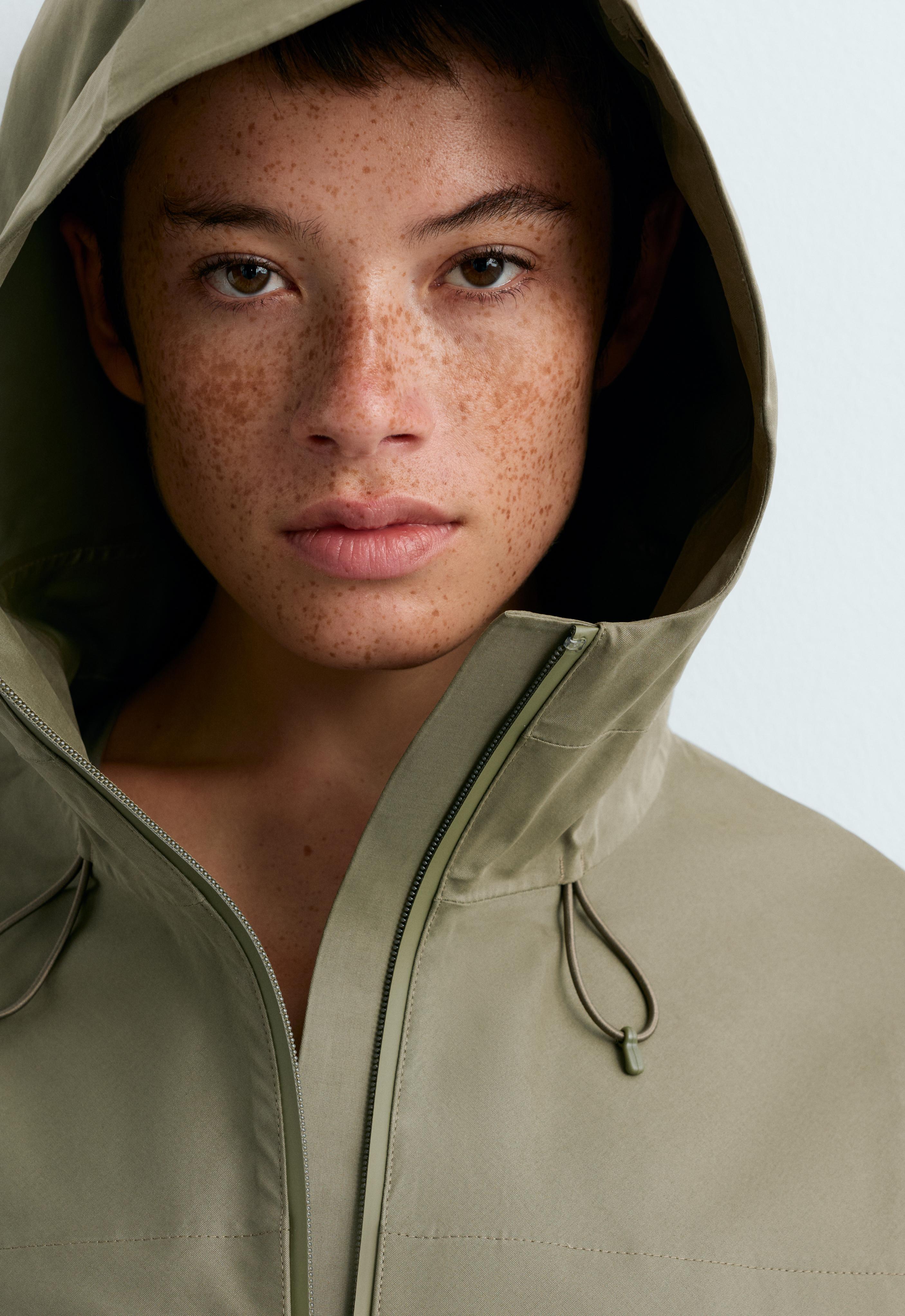 Short 10k waterproof canvas technical jacket — DARK KHAKI