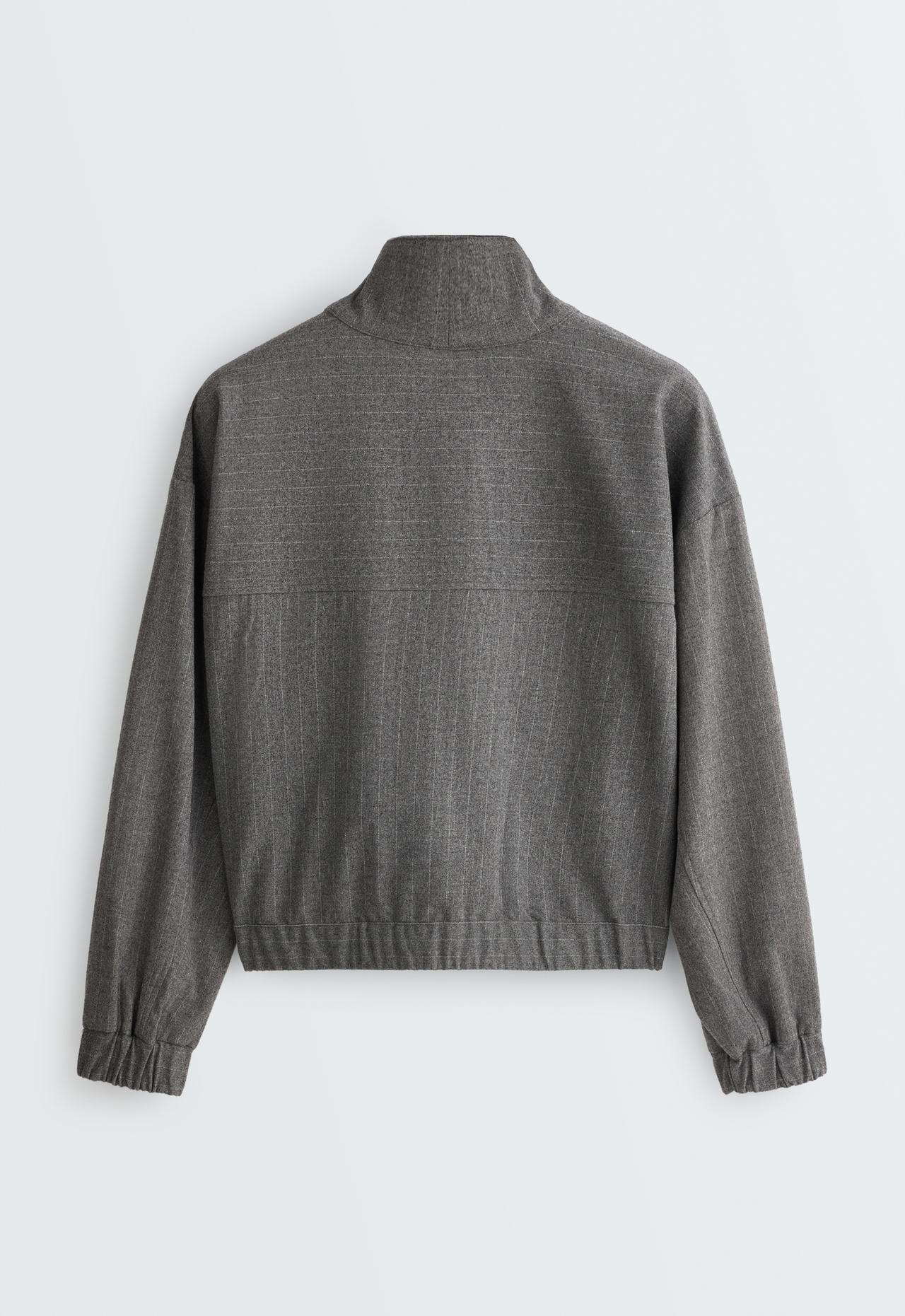 Pinstripe jacket, 15% wool — MID GREY