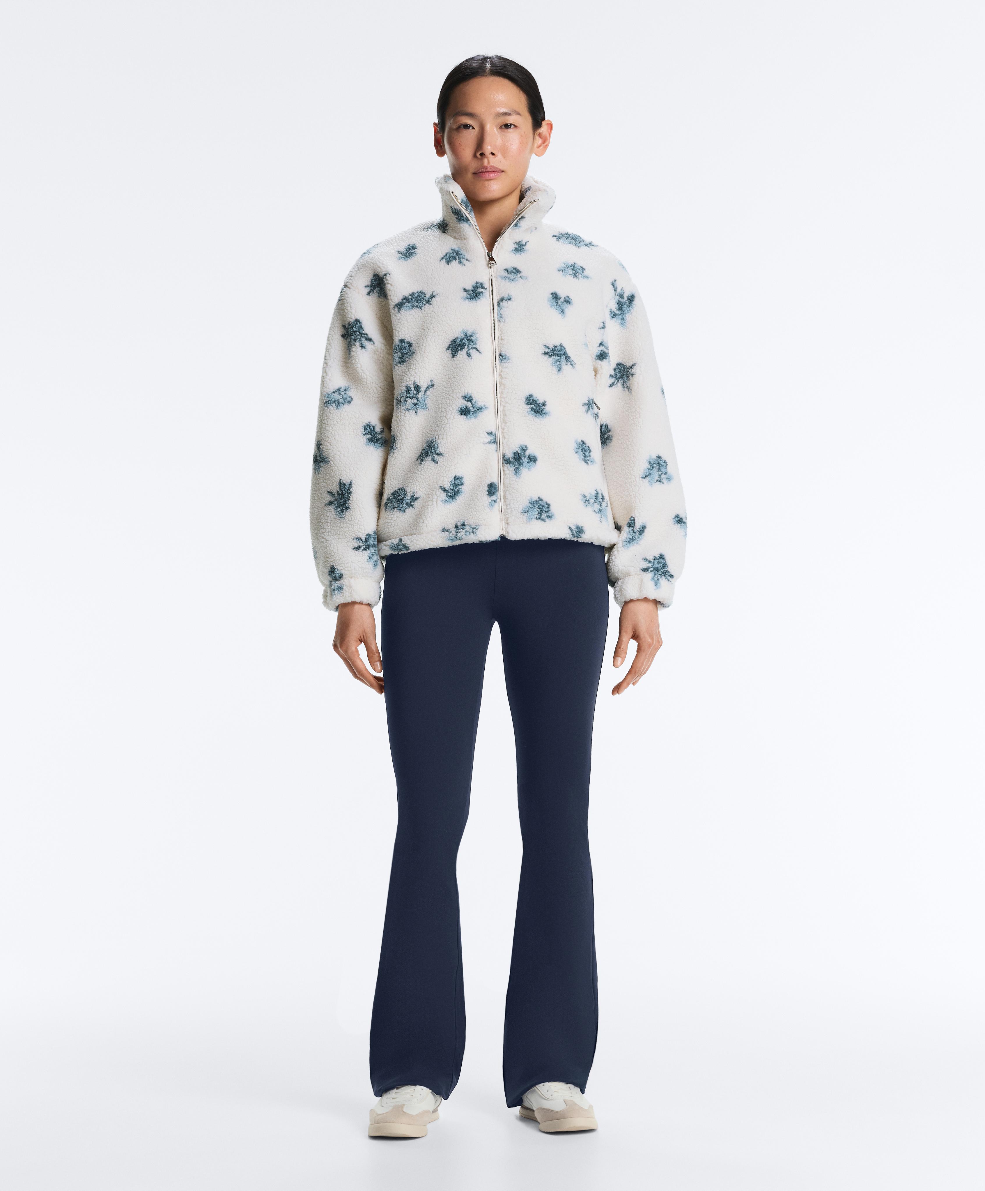 Floral faux-shearling jacket — DUSTY-BLUE