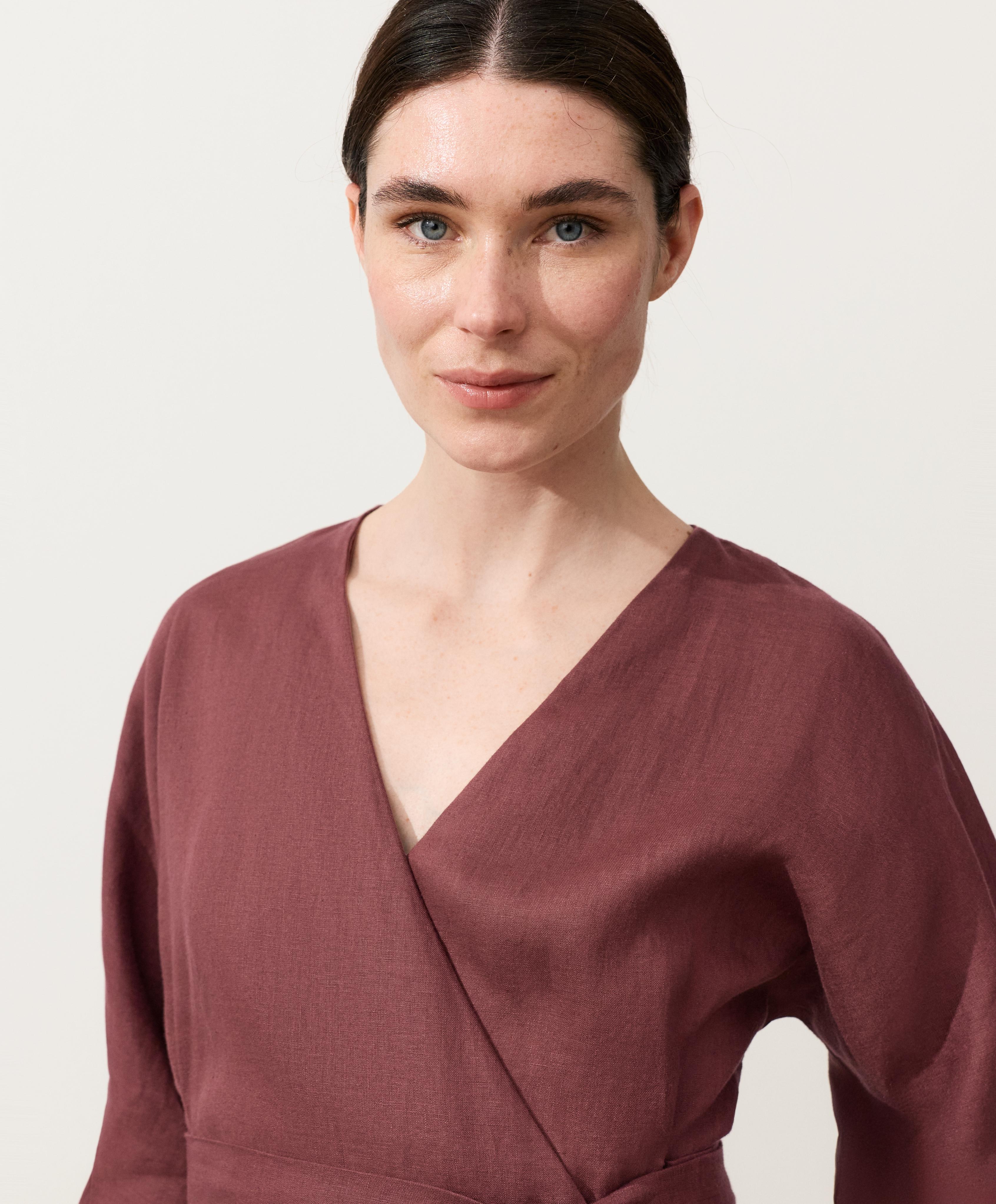 100% linen kimono shirt — BURGUNDY