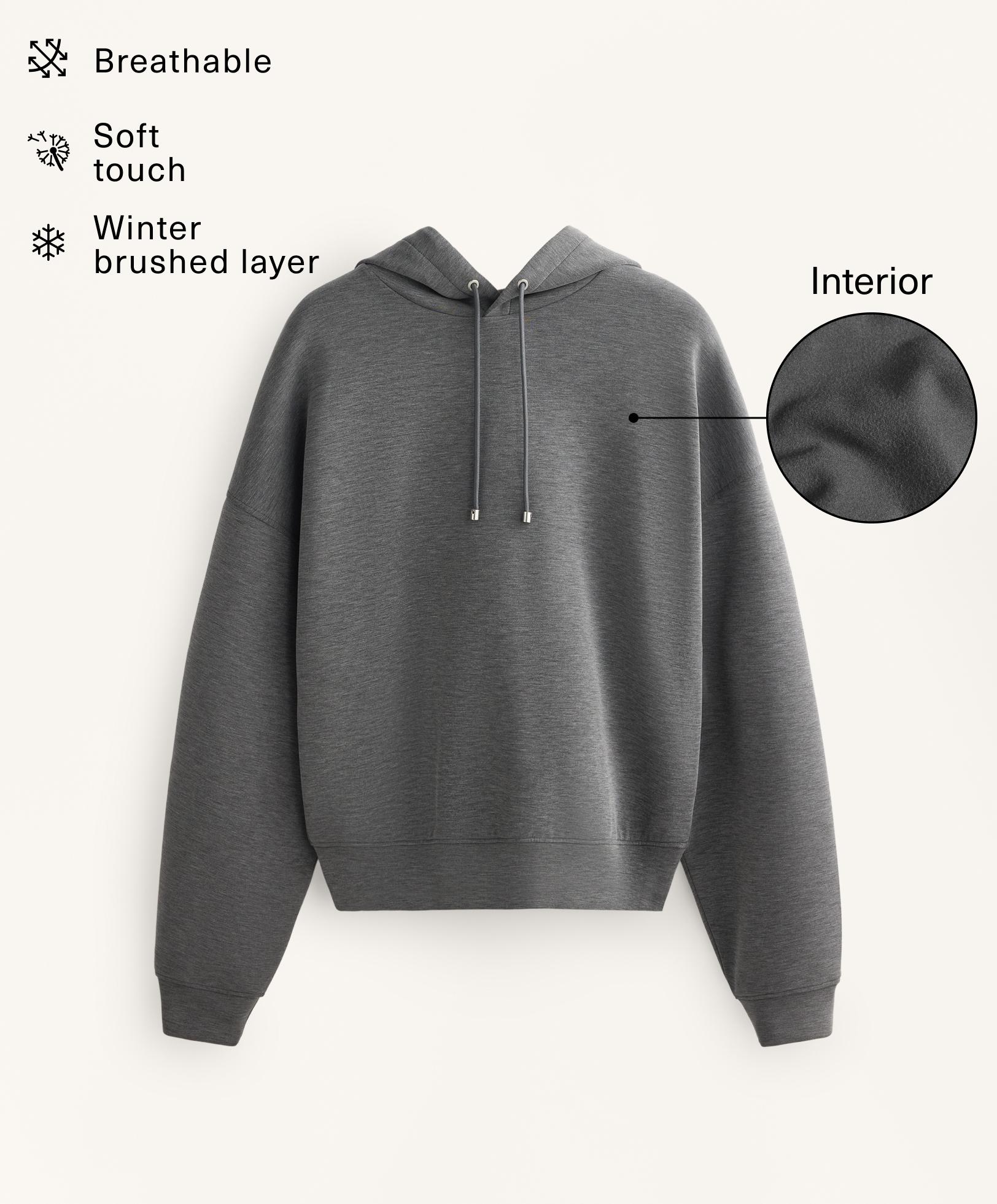 Boxy hooded sweatshirt with brushed modal marl Boxy hooded sweatshirt with brushed modal marl