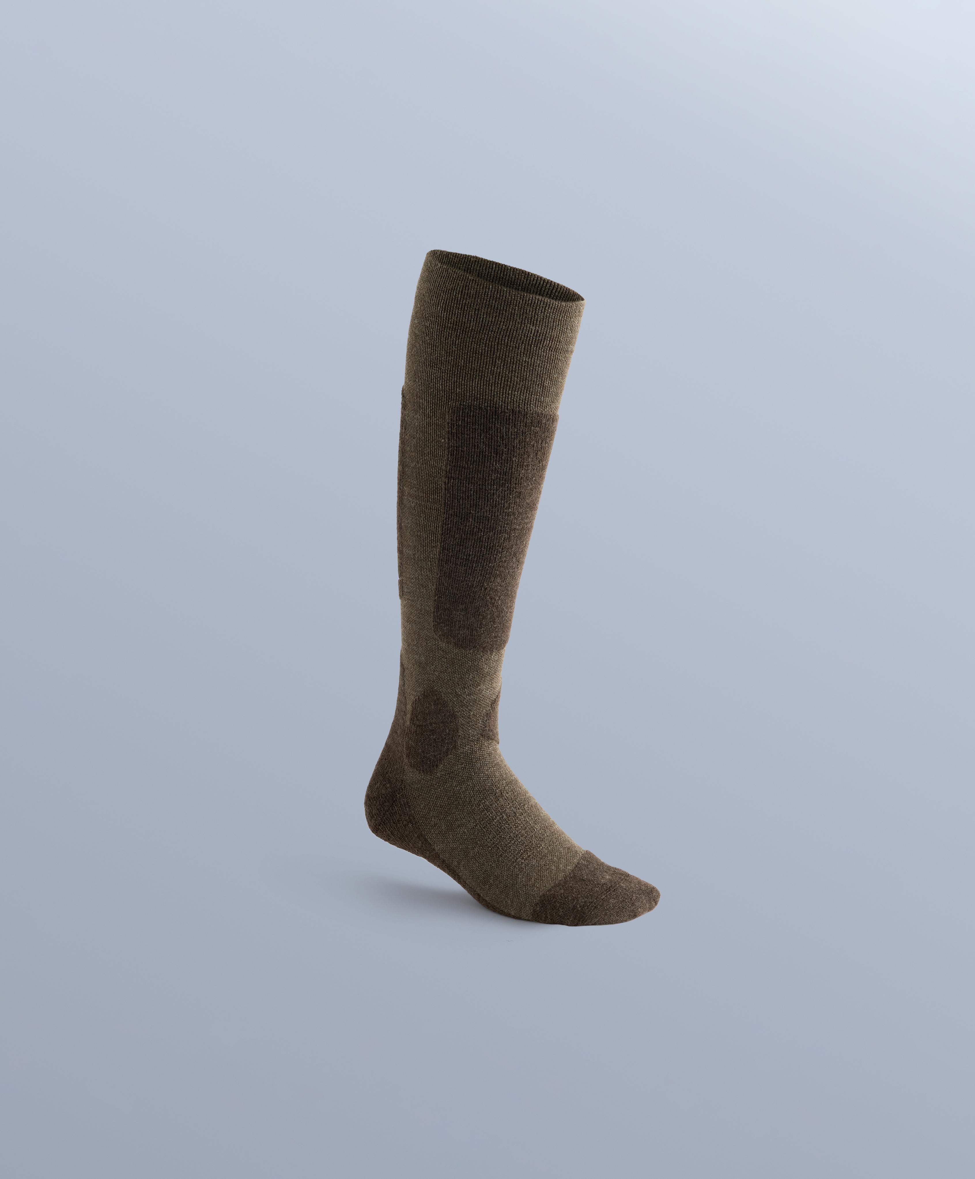 WOOLMARK® wool blend long ski socks — BROWN