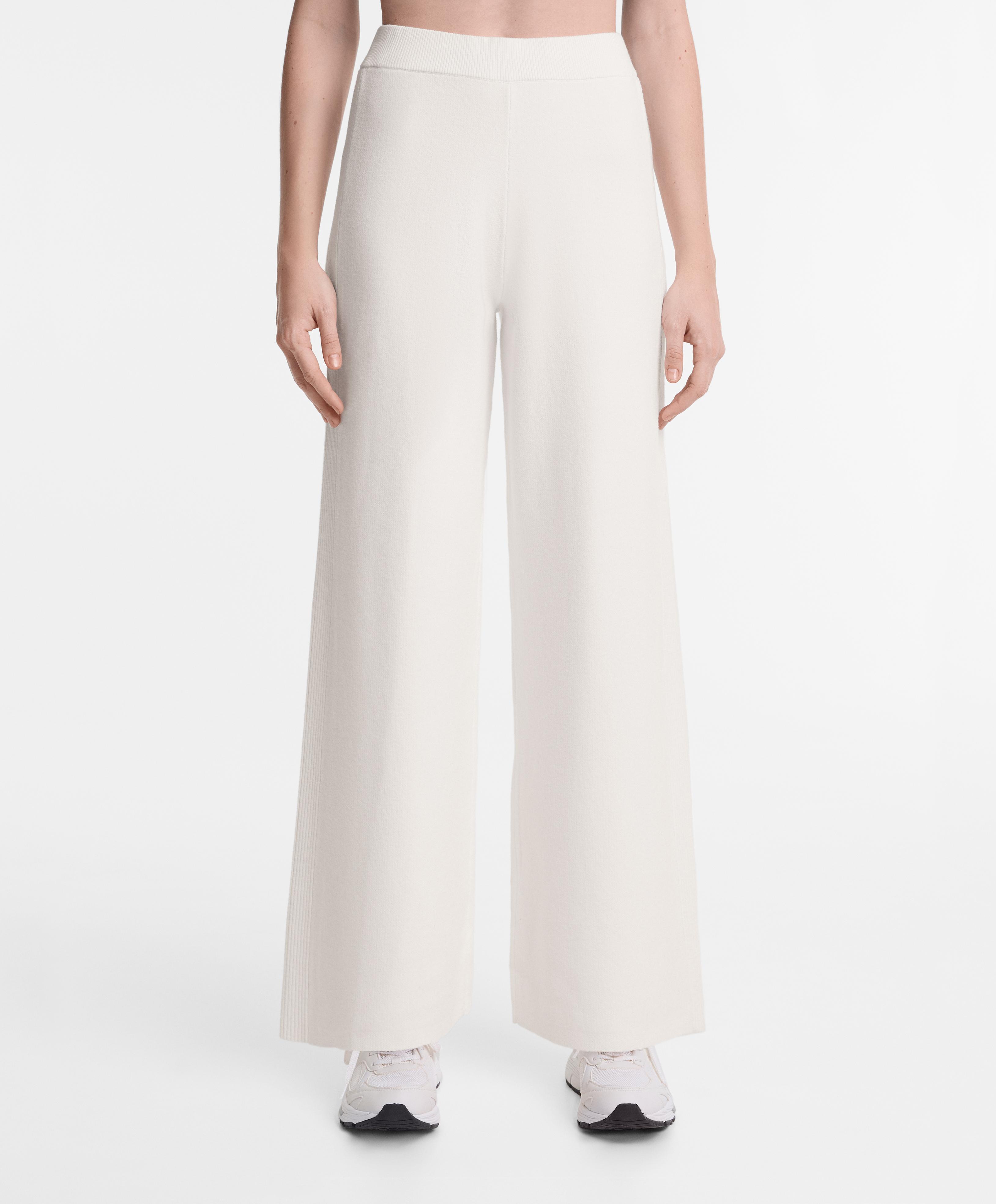 Side rib straight-leg knit trousers - Sale