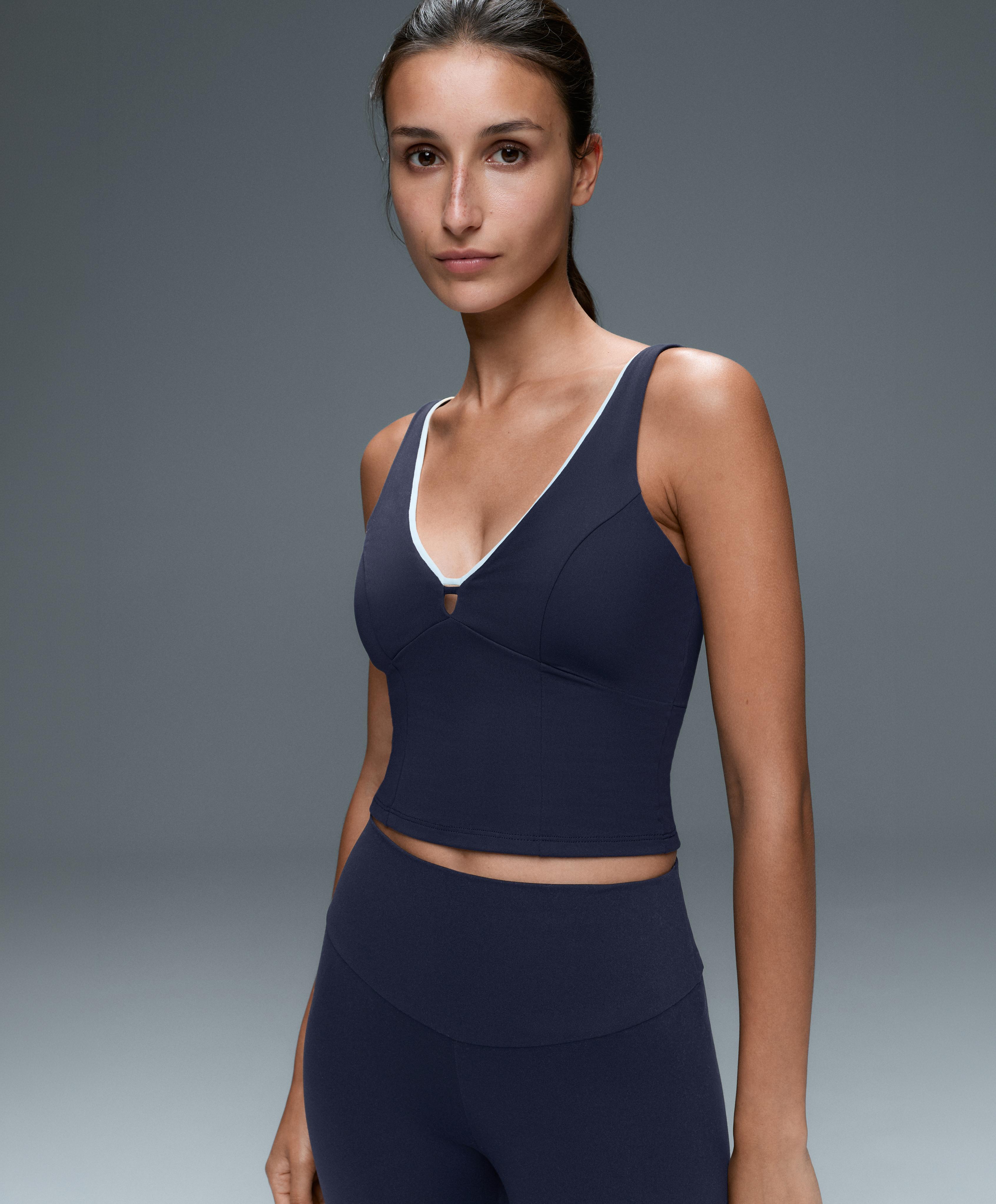 Comfortlux V-neck strappy tank top — NAVY BLUE