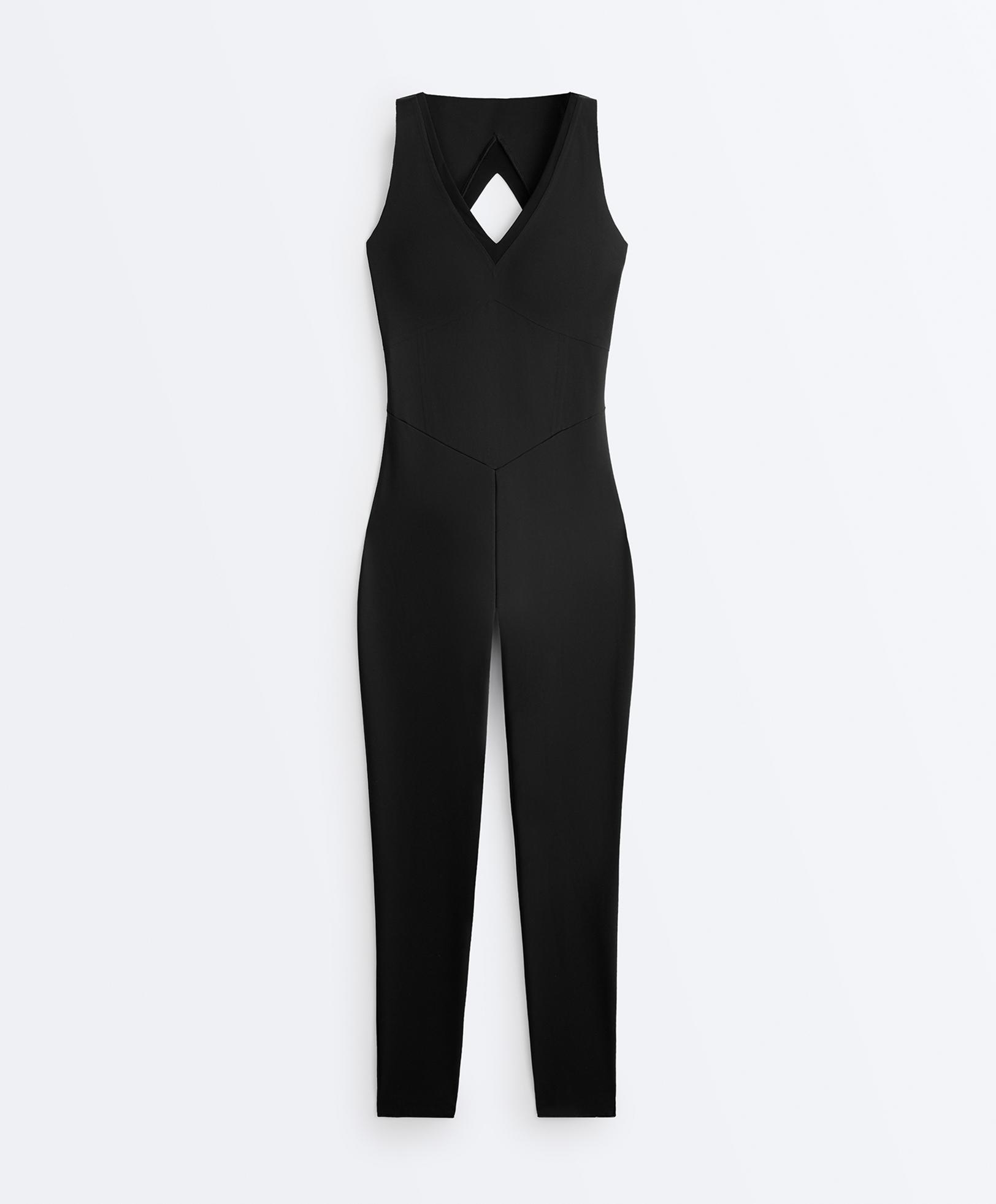 Perfect-adapt sleeveless long jumpsuit — BLACK