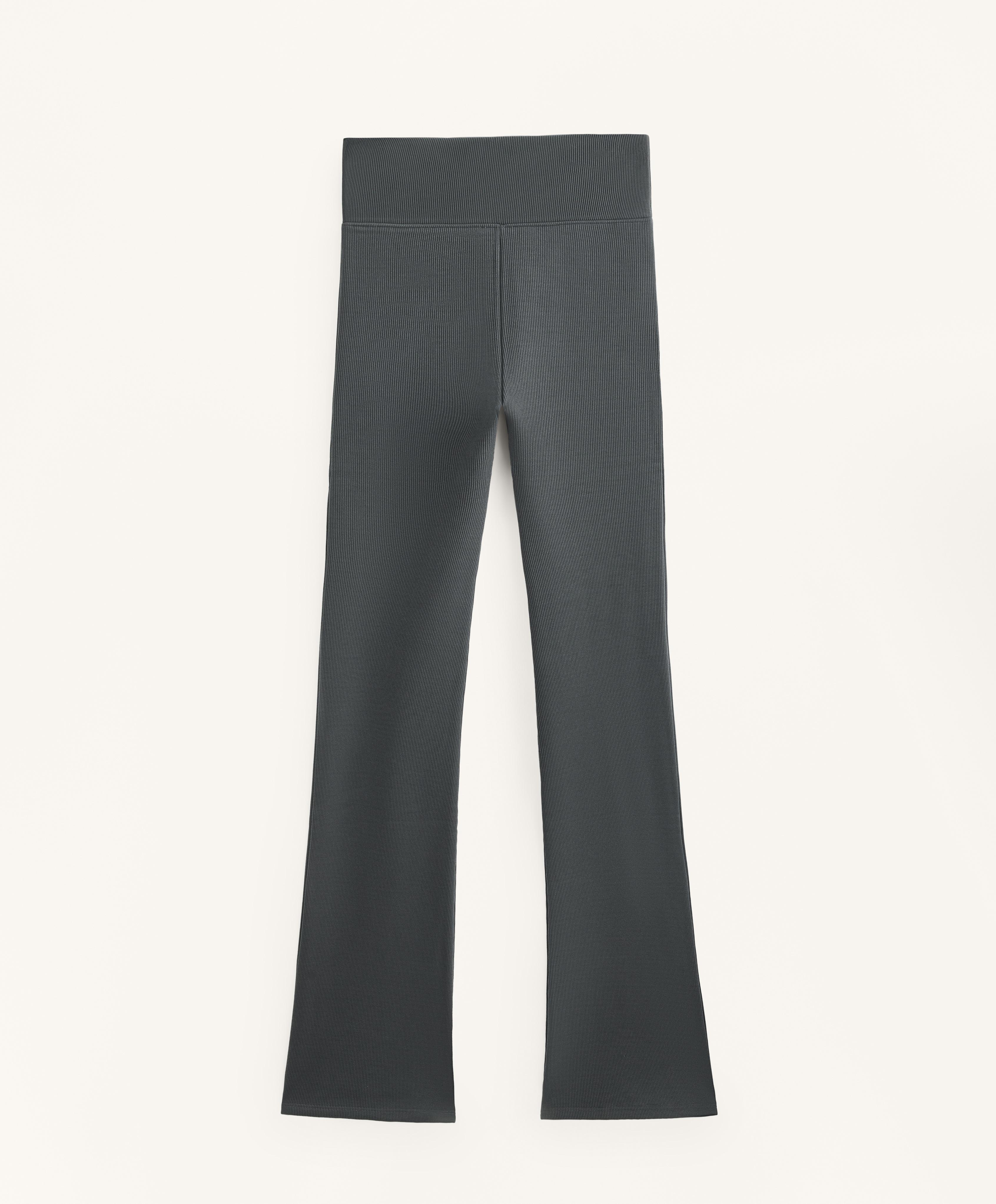 Super High Rise seamless extra warm rib flare trousers — ANTHRACITE GREY