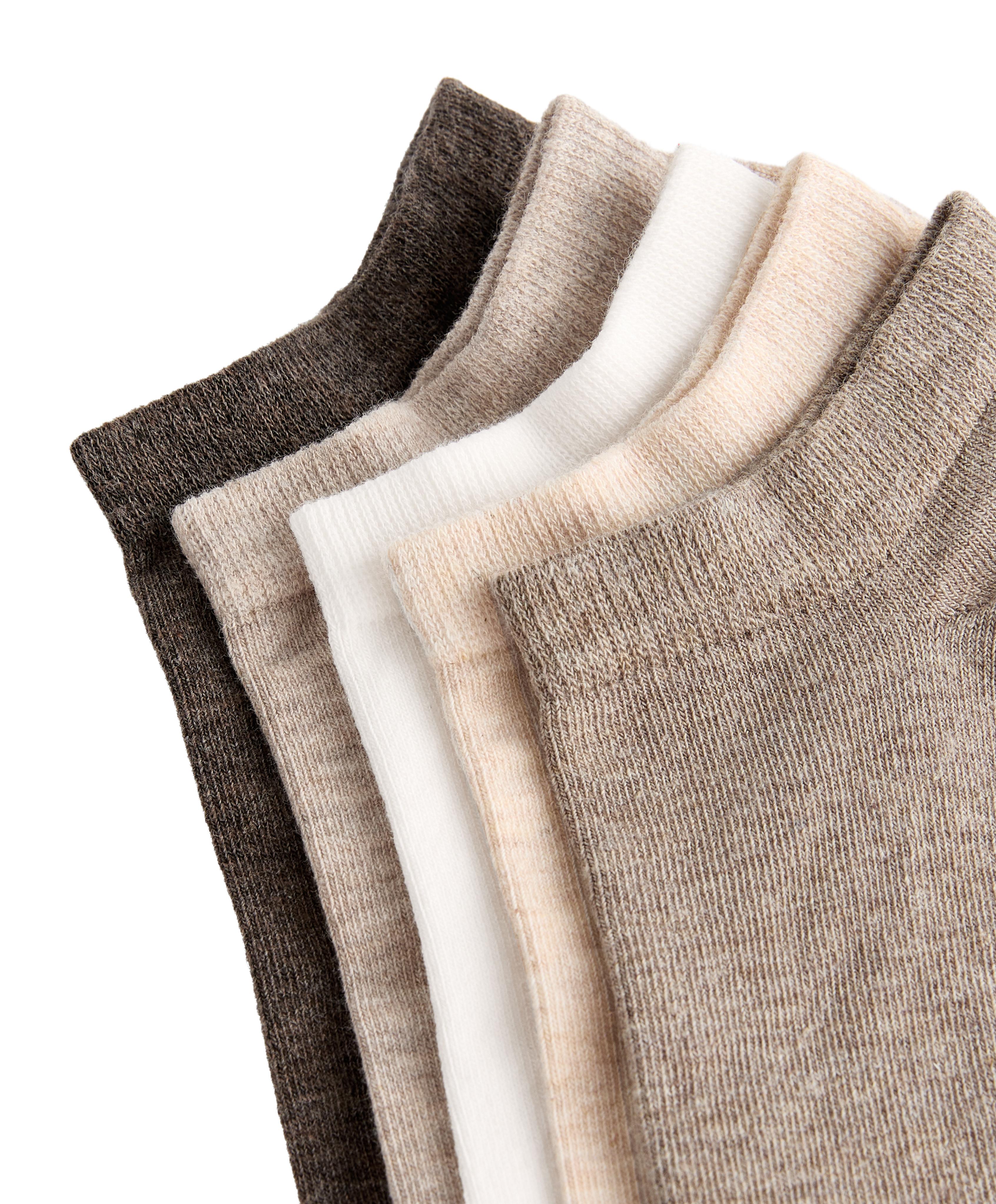 5 pairs of cotton blend sneaker socks — SAND MELANGE