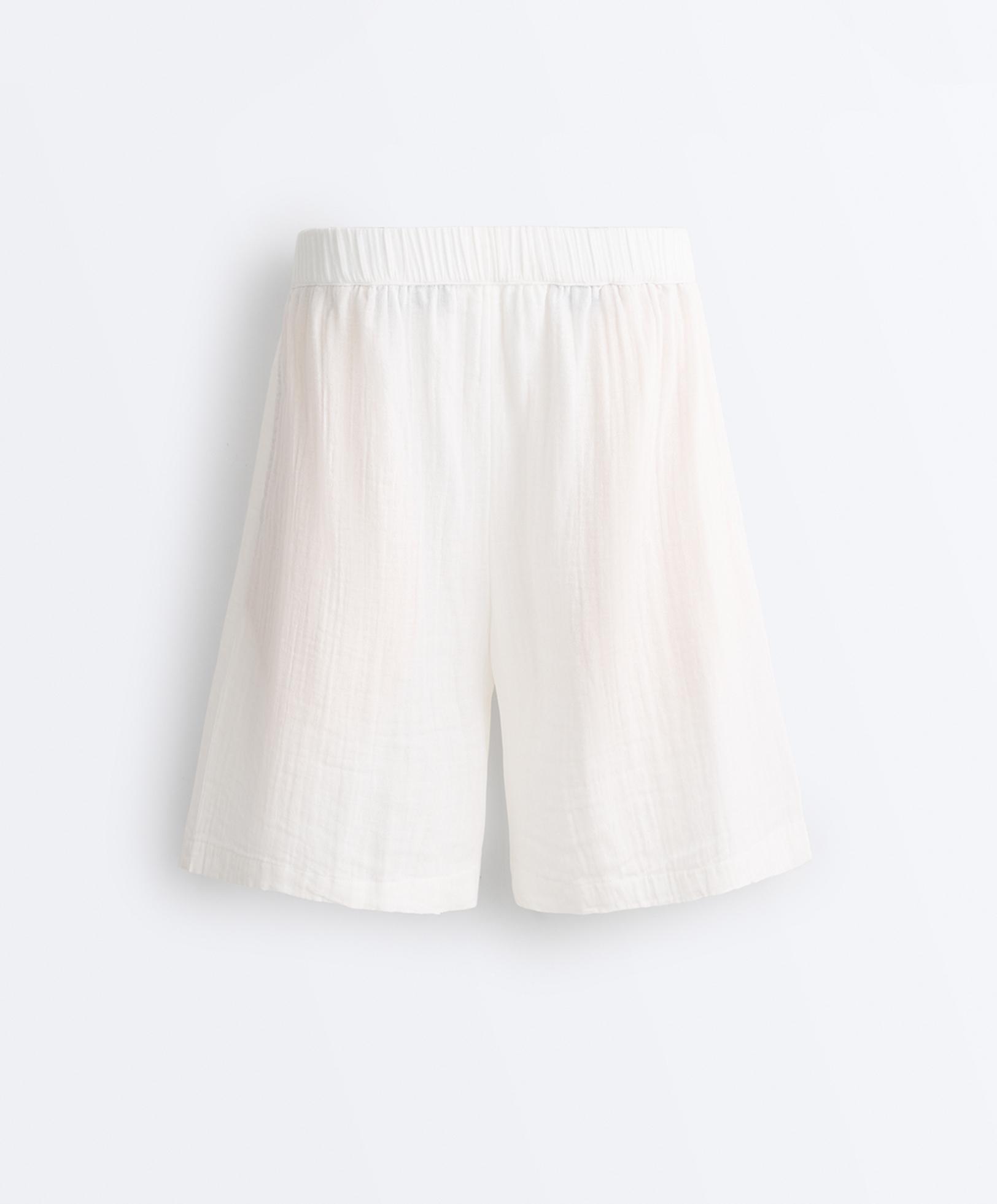 100% cotton gauze bermuda shorts — WHITE