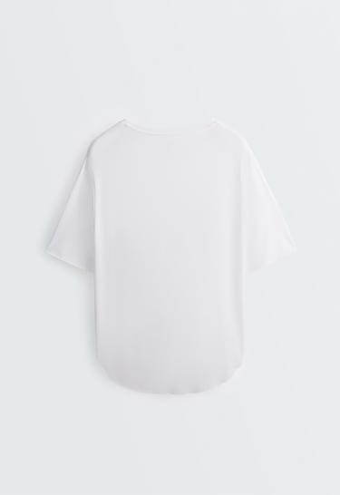 Modal blend short-sleeved T-shirt with rounded back hem — WHITE  6