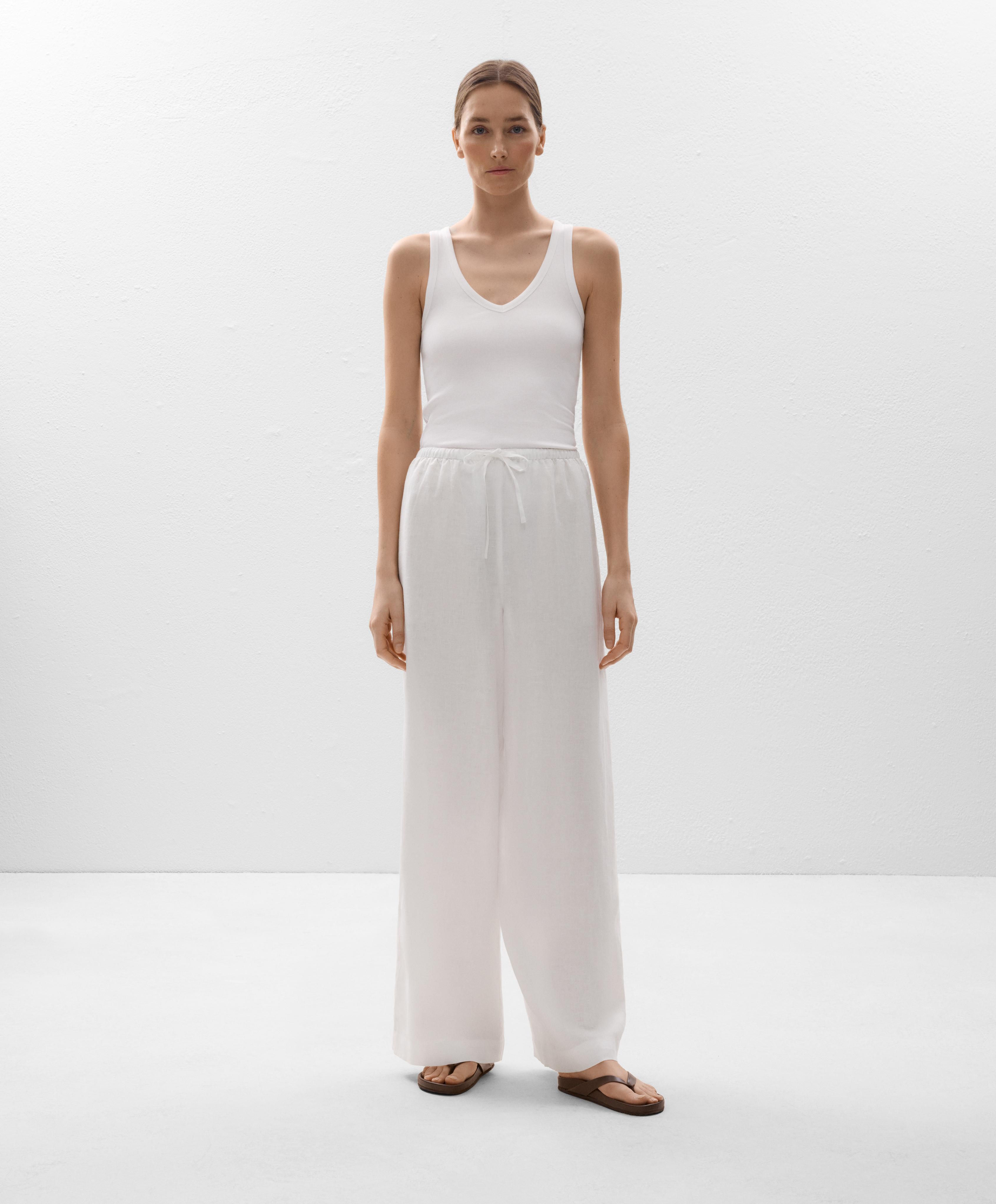 100% linen wide straight-leg trousers 100% linen wide straight-leg trousers