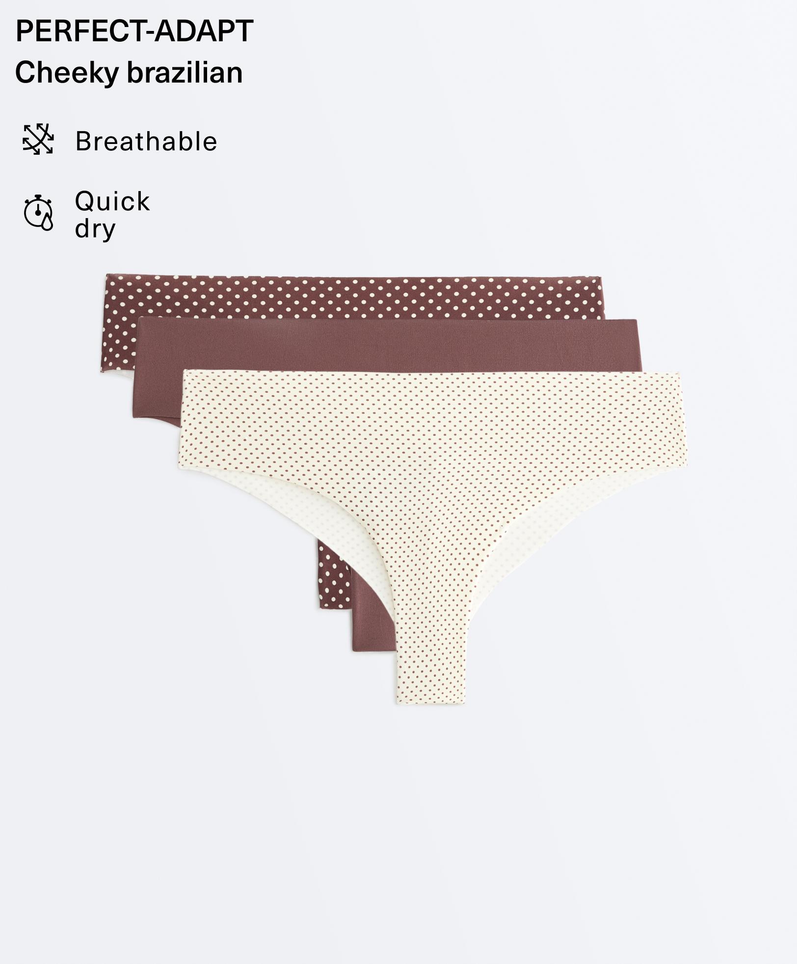 3 invisible laser-cut polyamide blend Brazilian briefs