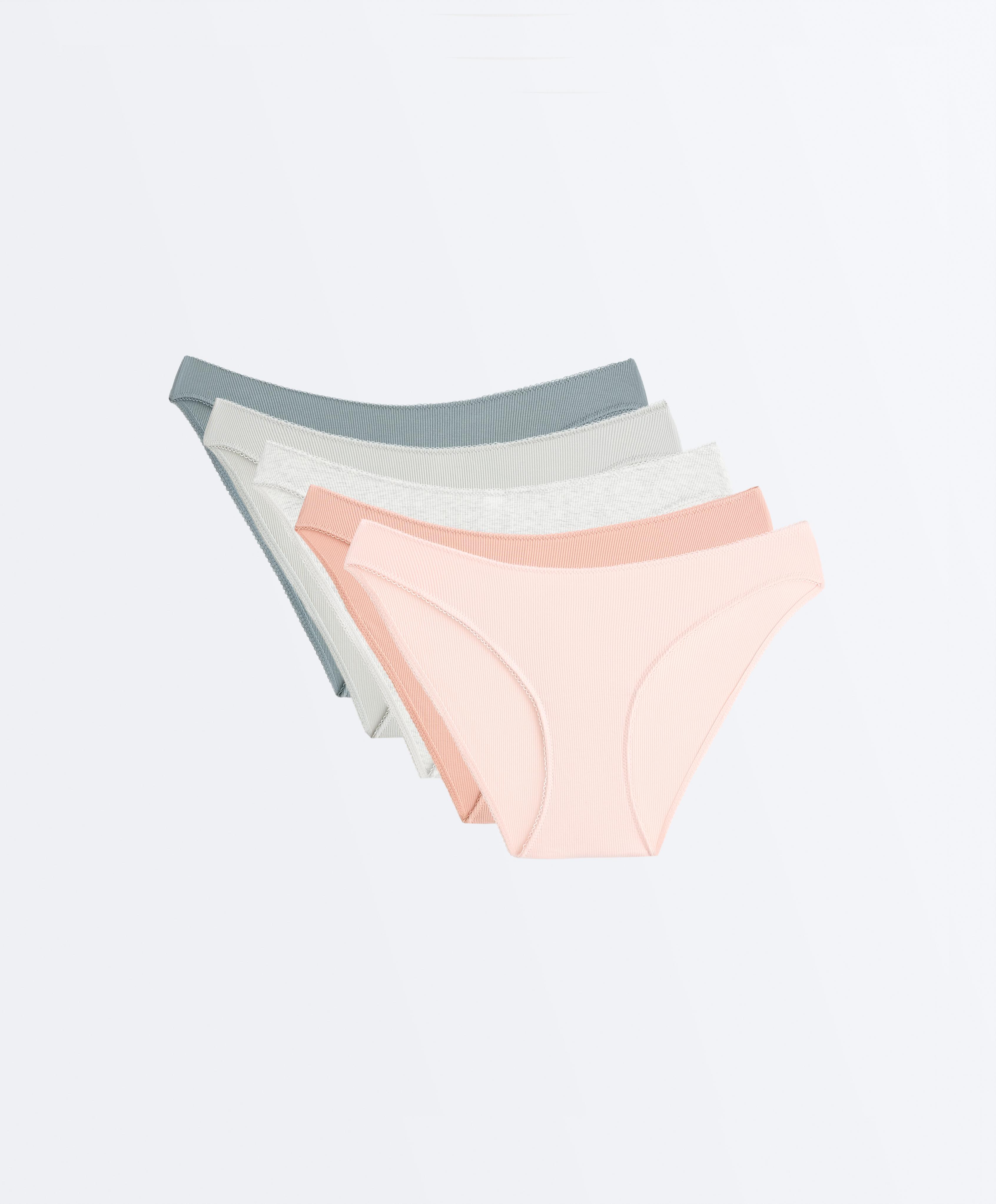 5 classic U-cut rib cotton briefs — PEACH