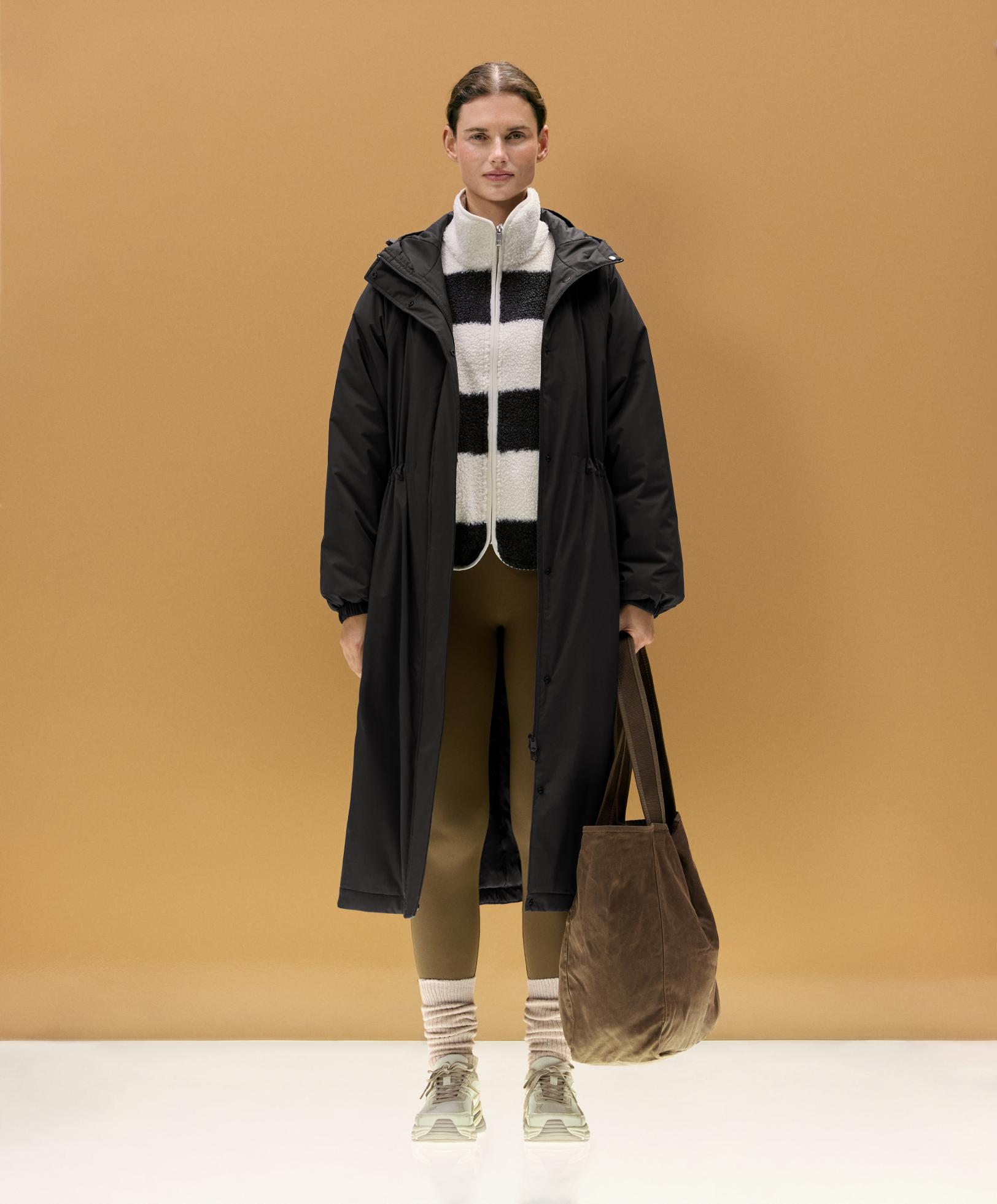 Striped faux-shearling bomber jacket — ECRU