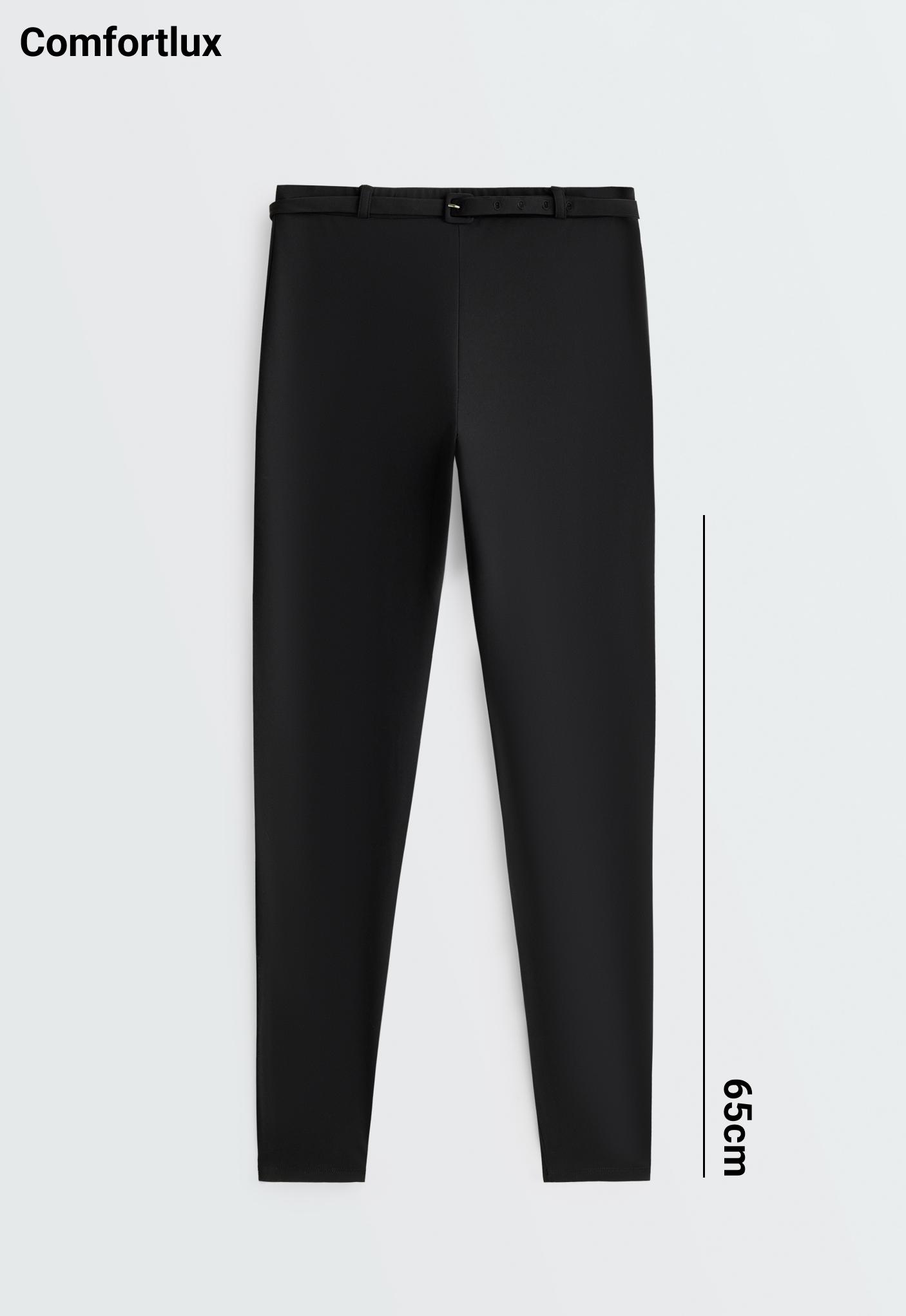 Comfortlux high-rise 65cm ankle-length leggings with belt — BLACK