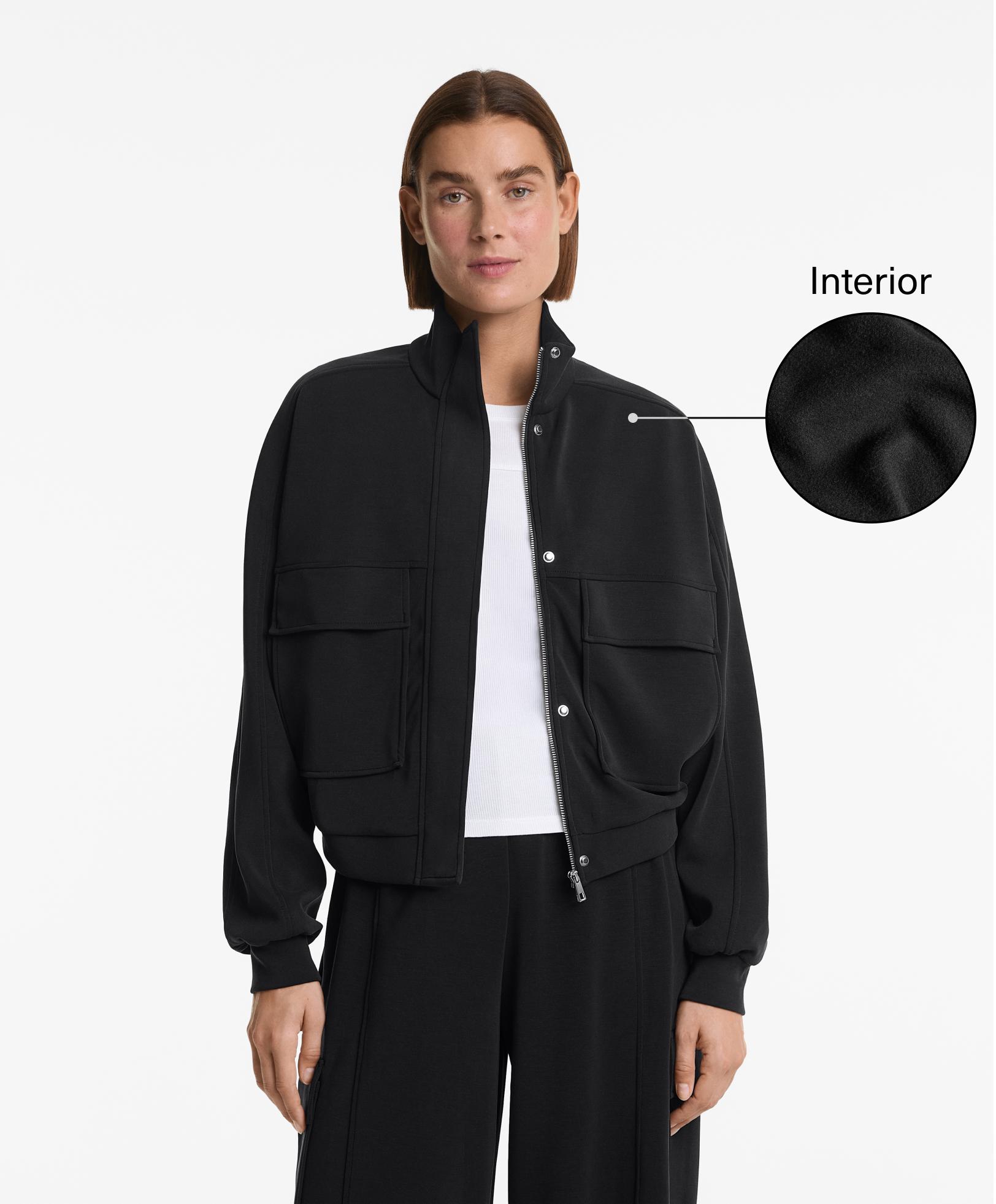 Brushed jacket with modal and pockets