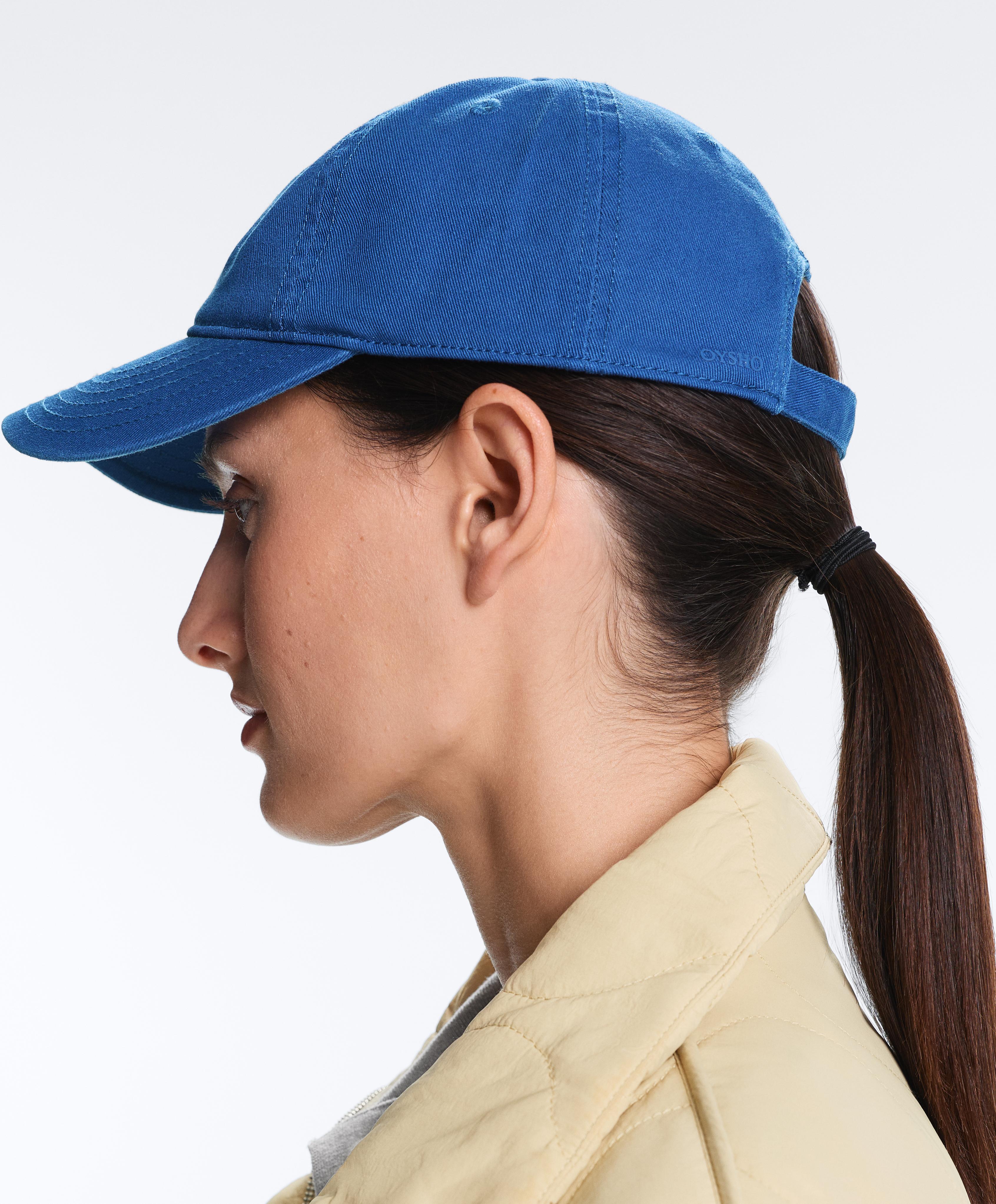 Washed-effect 100% cotton cap — COBALT