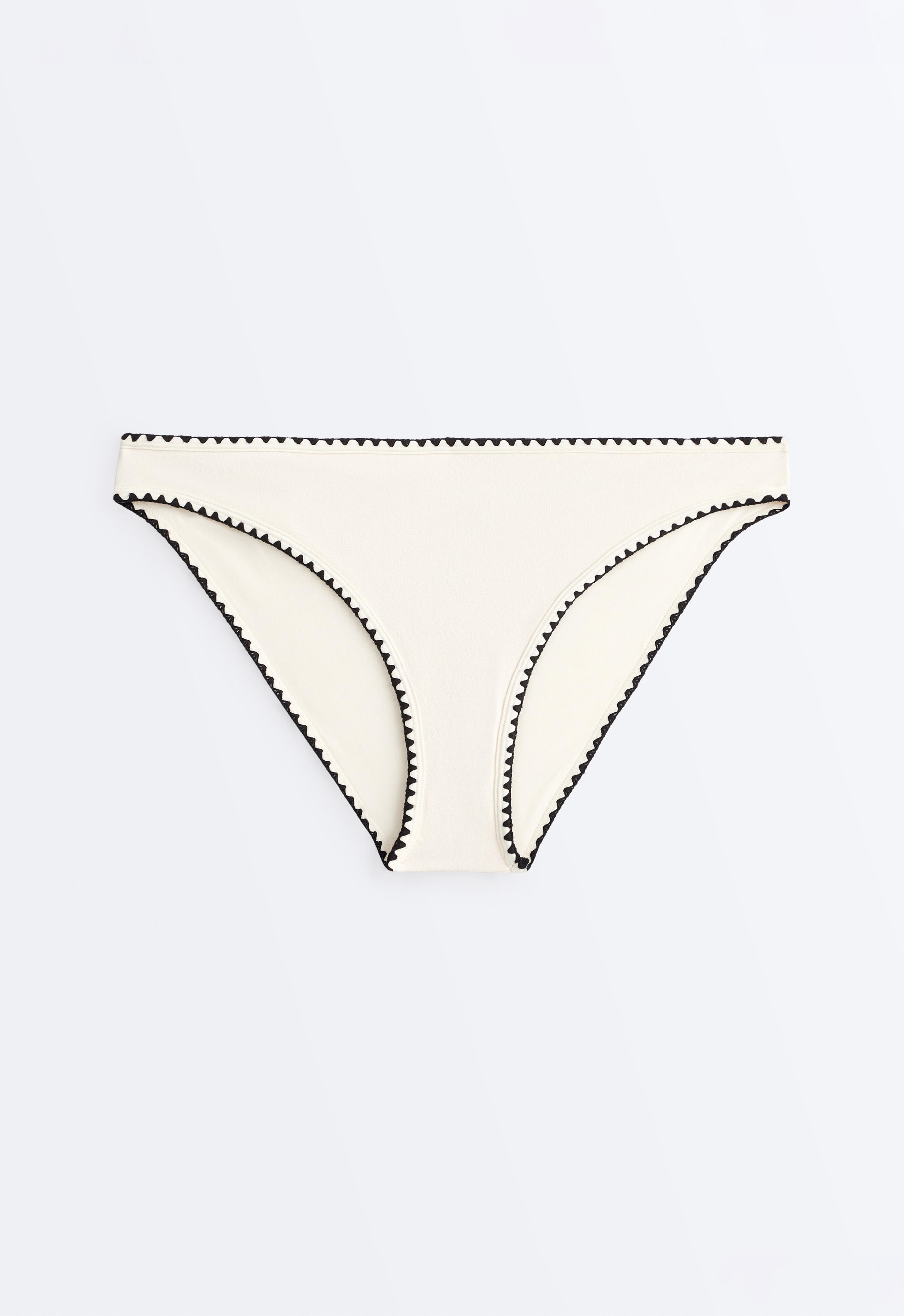 Contrast stitch classic bikini briefs — PALE ECRU