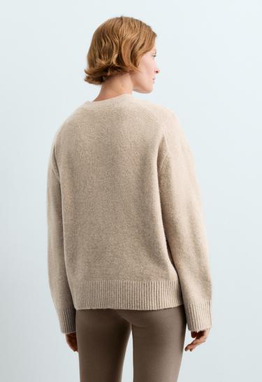 Knit round-neck jumper — MINK MELANGE 4