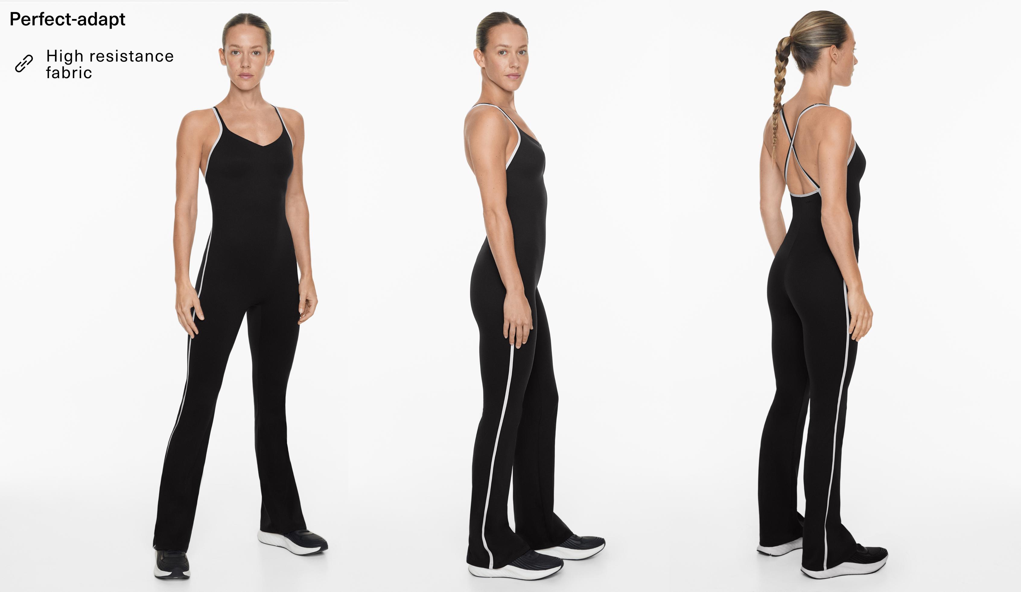 Perfect-adapt open-back flare jumpsuit with piping