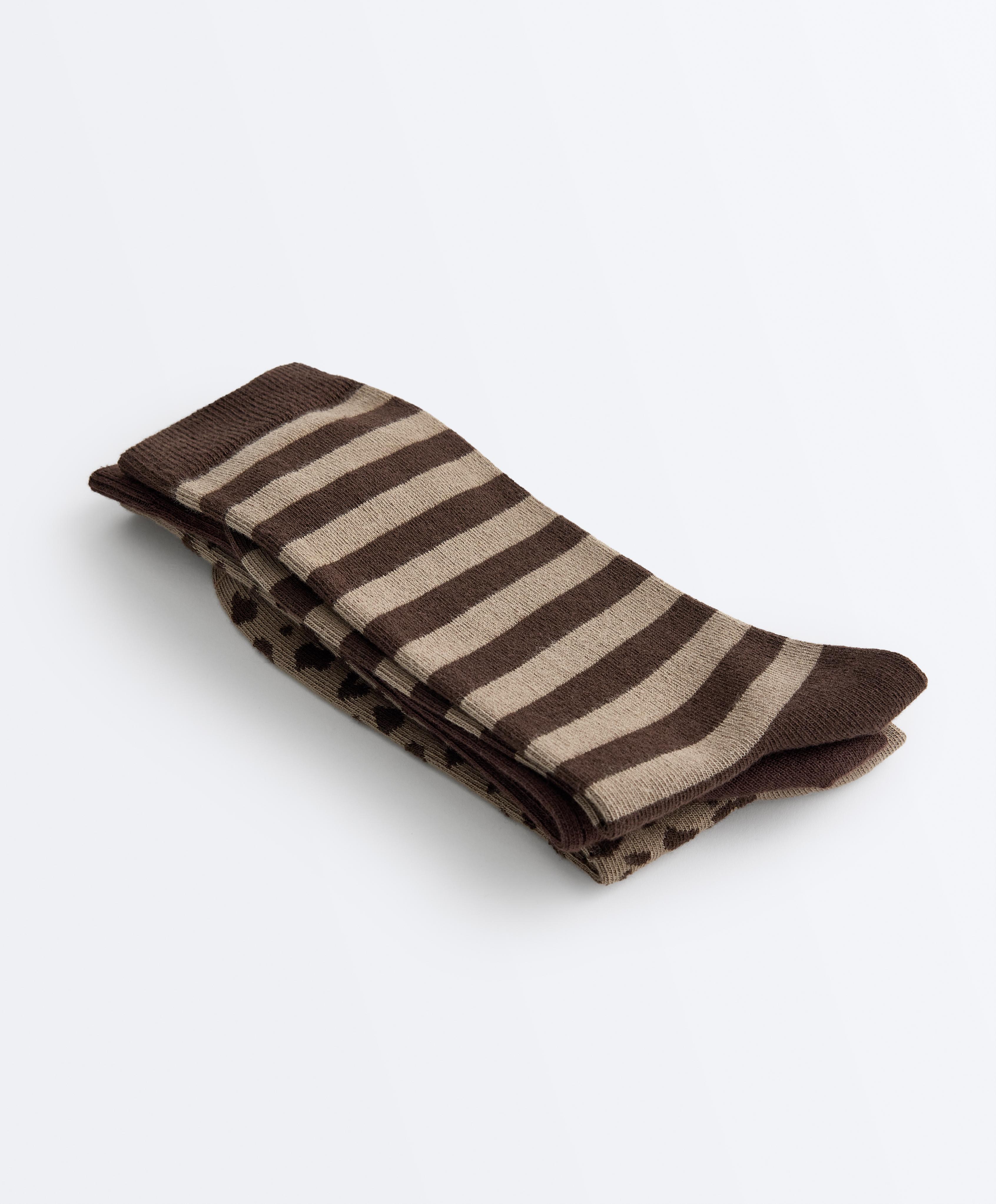 3 pairs of cotton blend classic socks — TAN MELANGE