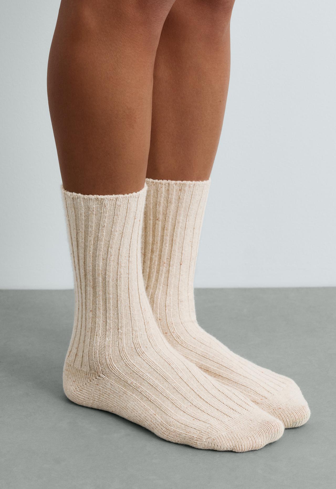 2 pairs of Classic socks, 21% wool, 11% silk — KHAKI