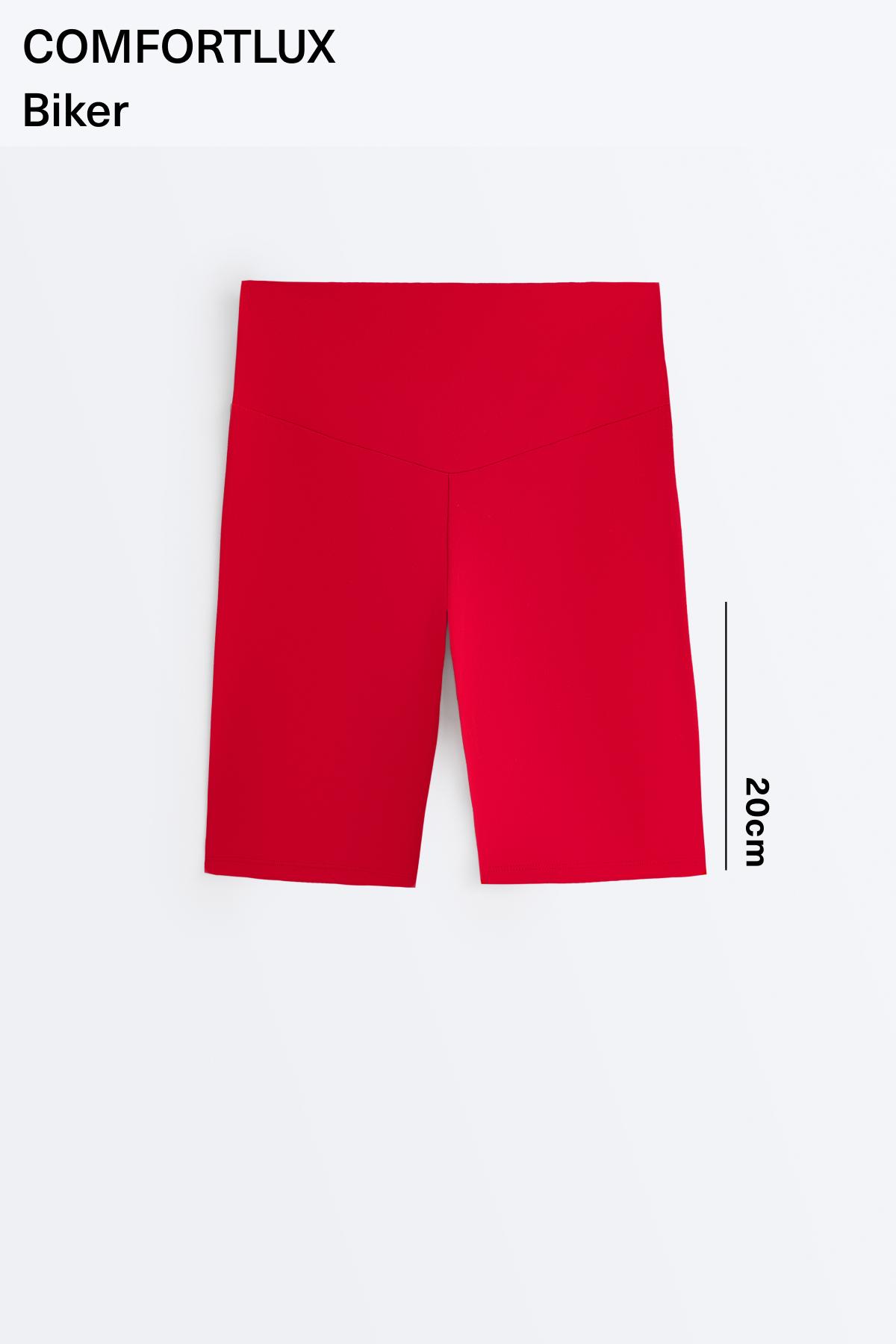 Comfortlux high-rise 20cm biker leggings — STRONG RED
