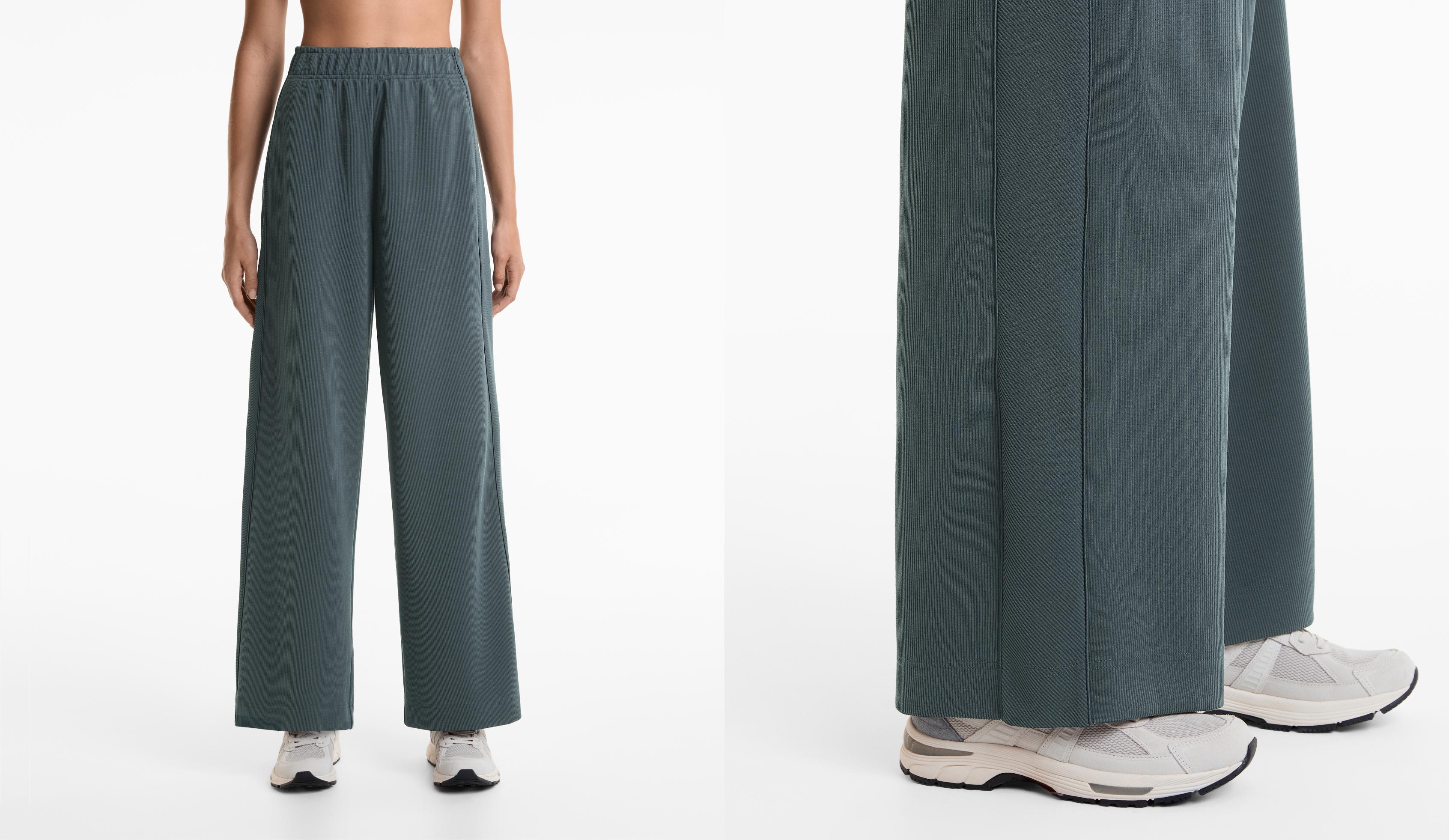 Pantalons rectes canalé 29% modal