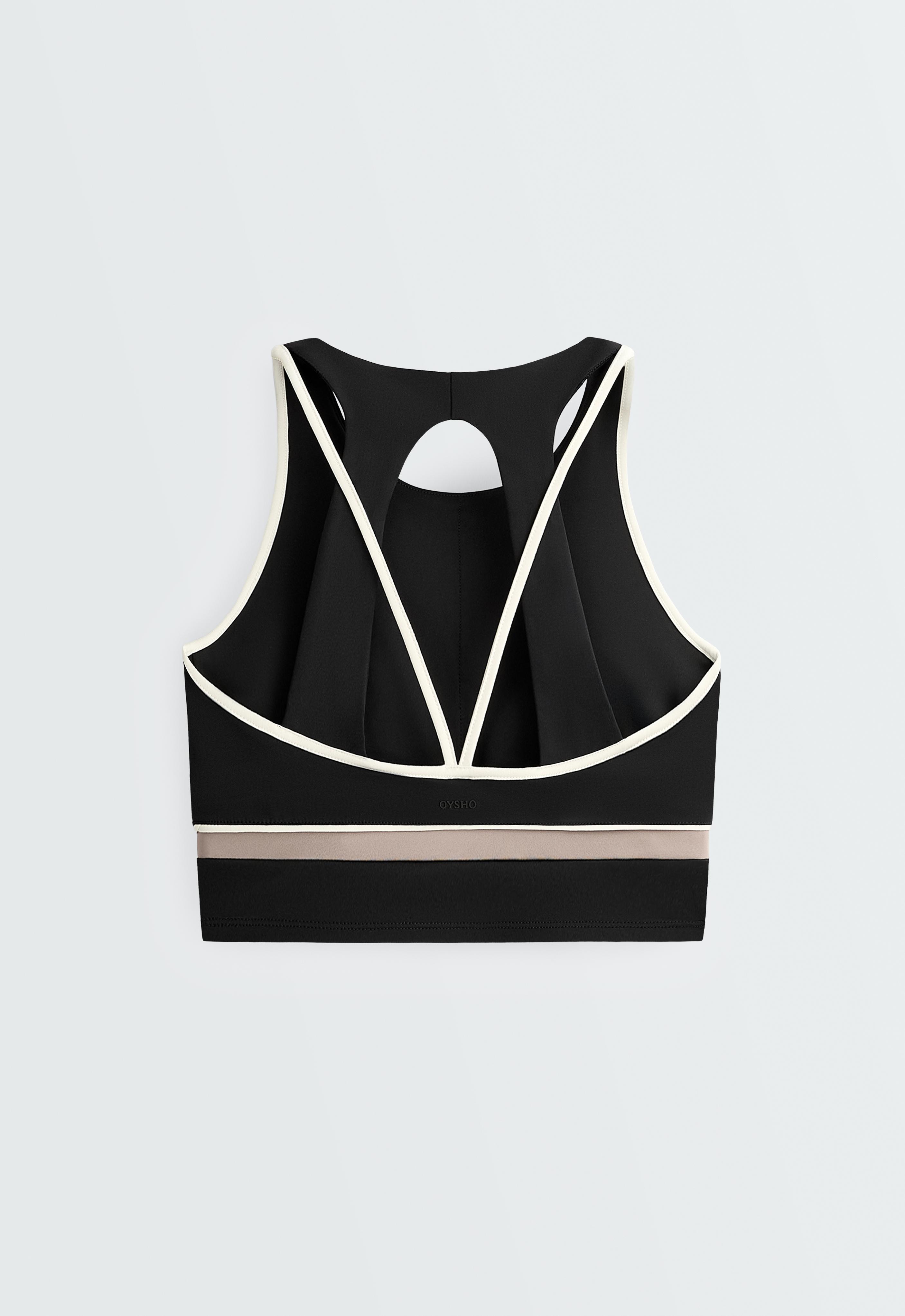 Comfortlux colour block piping tank top — BLACK
