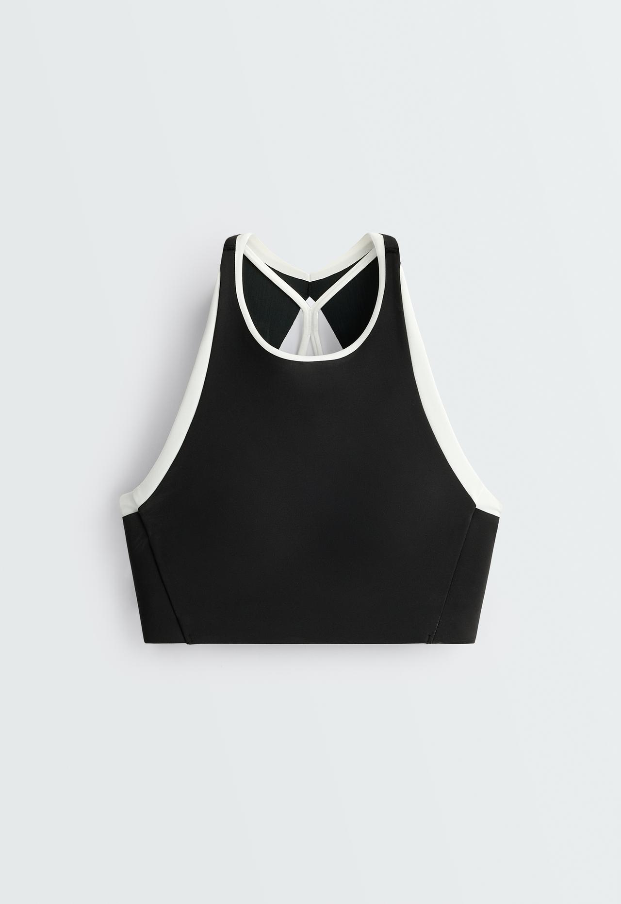 Compressive blocks tank top — BLACK
