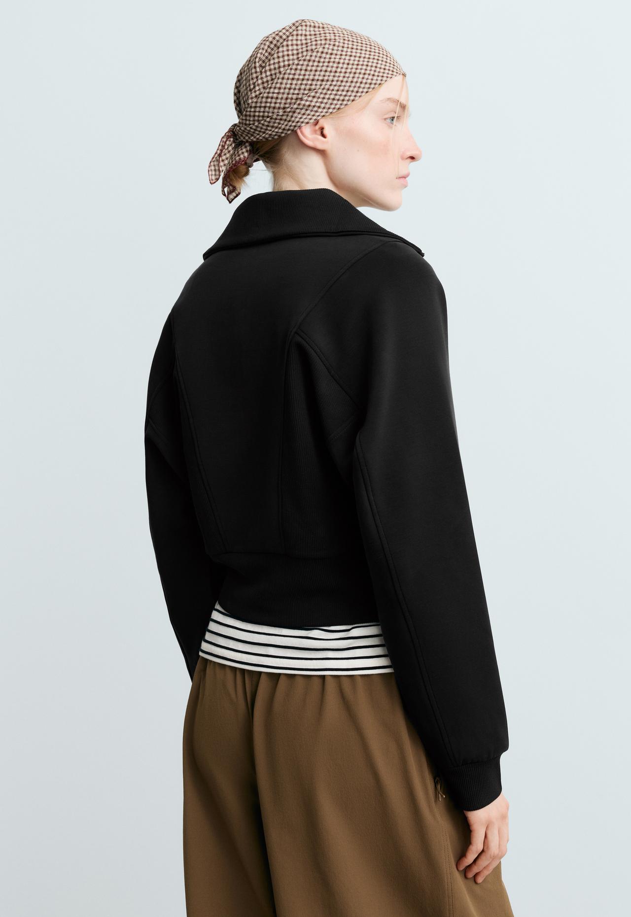 Fitted brushed modal jacket — BLACK