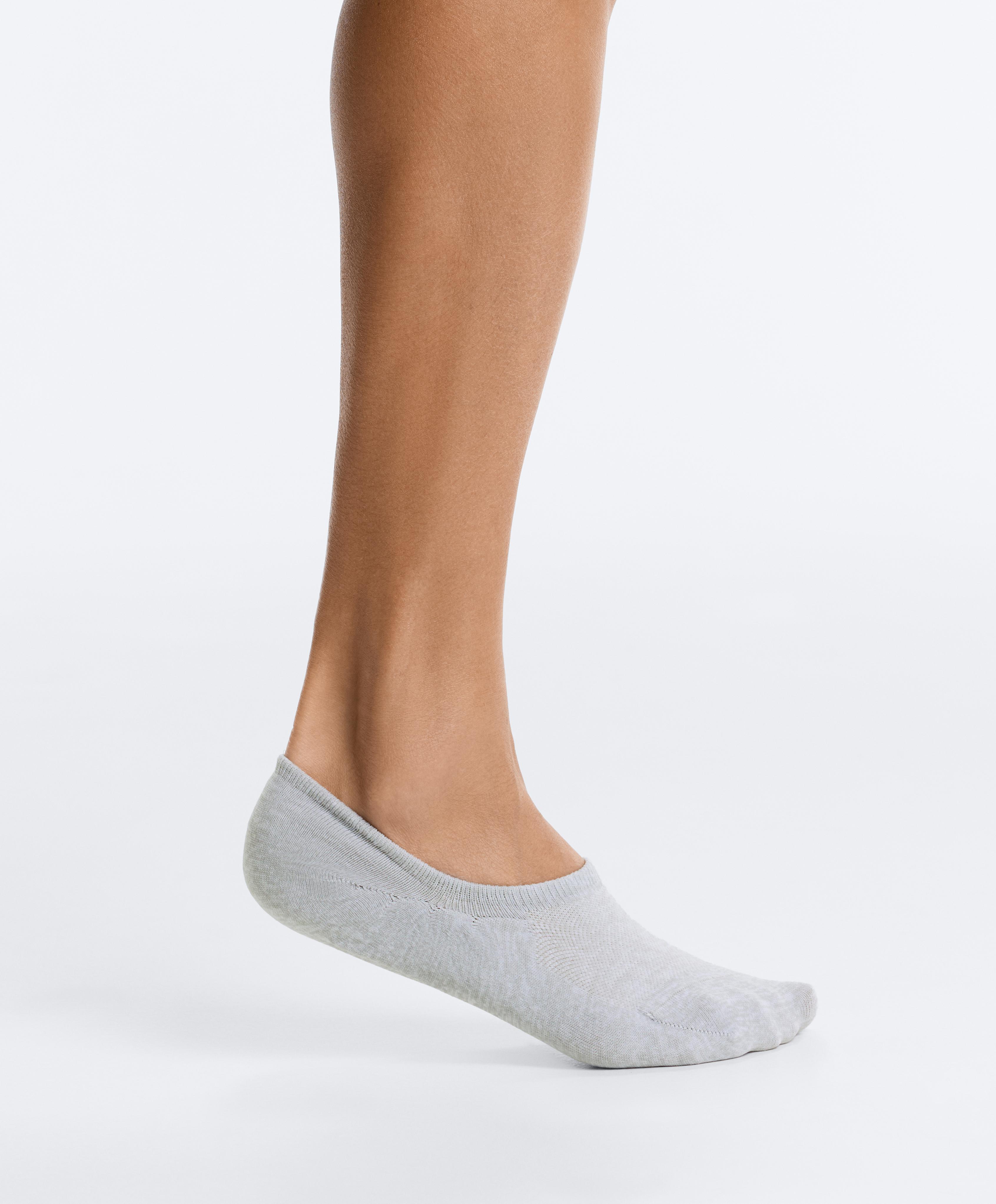 3-pack high-cut polyamide blend invisible trainer socks — MID-GREY MELANGE