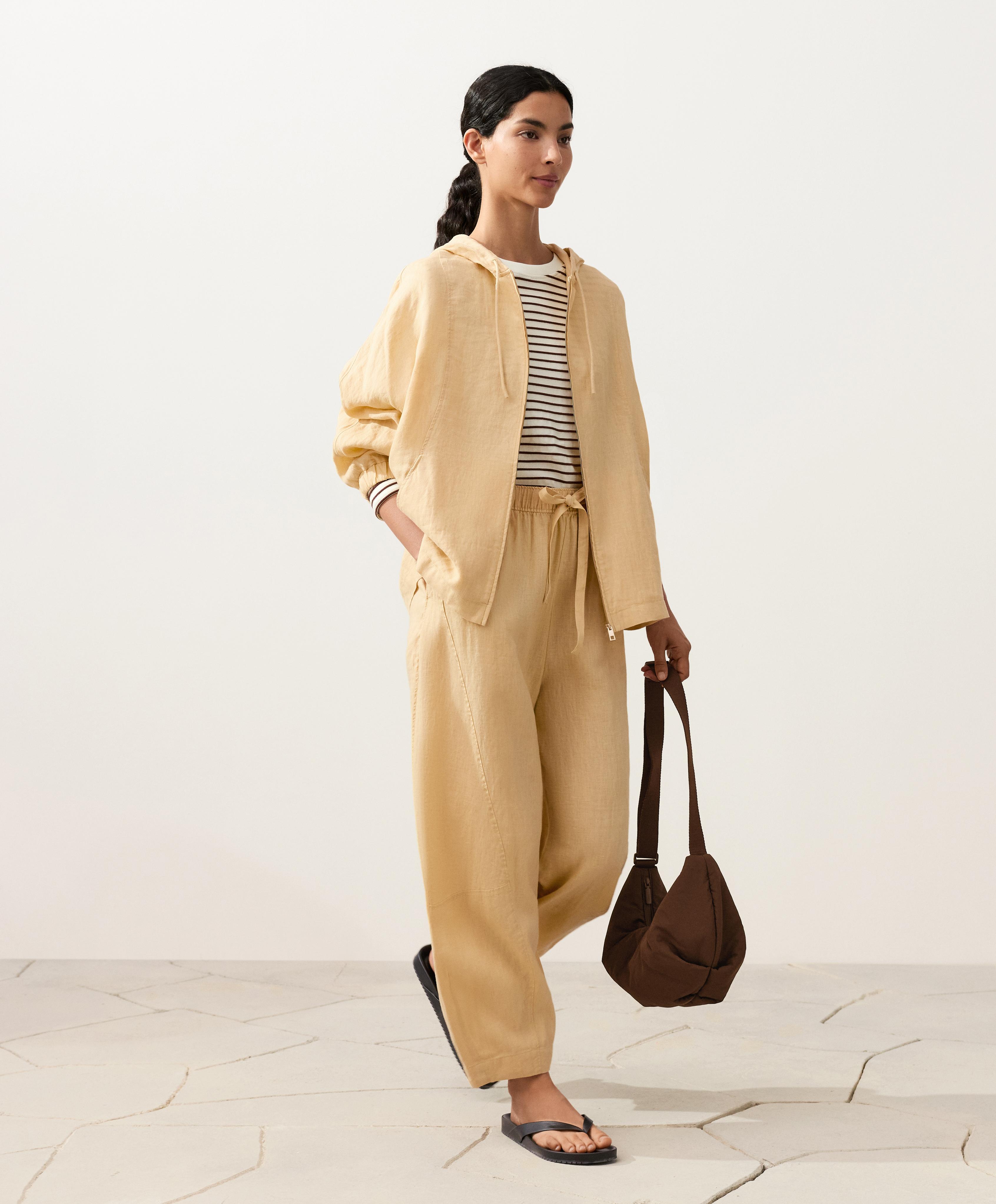 100% linen balloon trousers — WASHED YELLOW