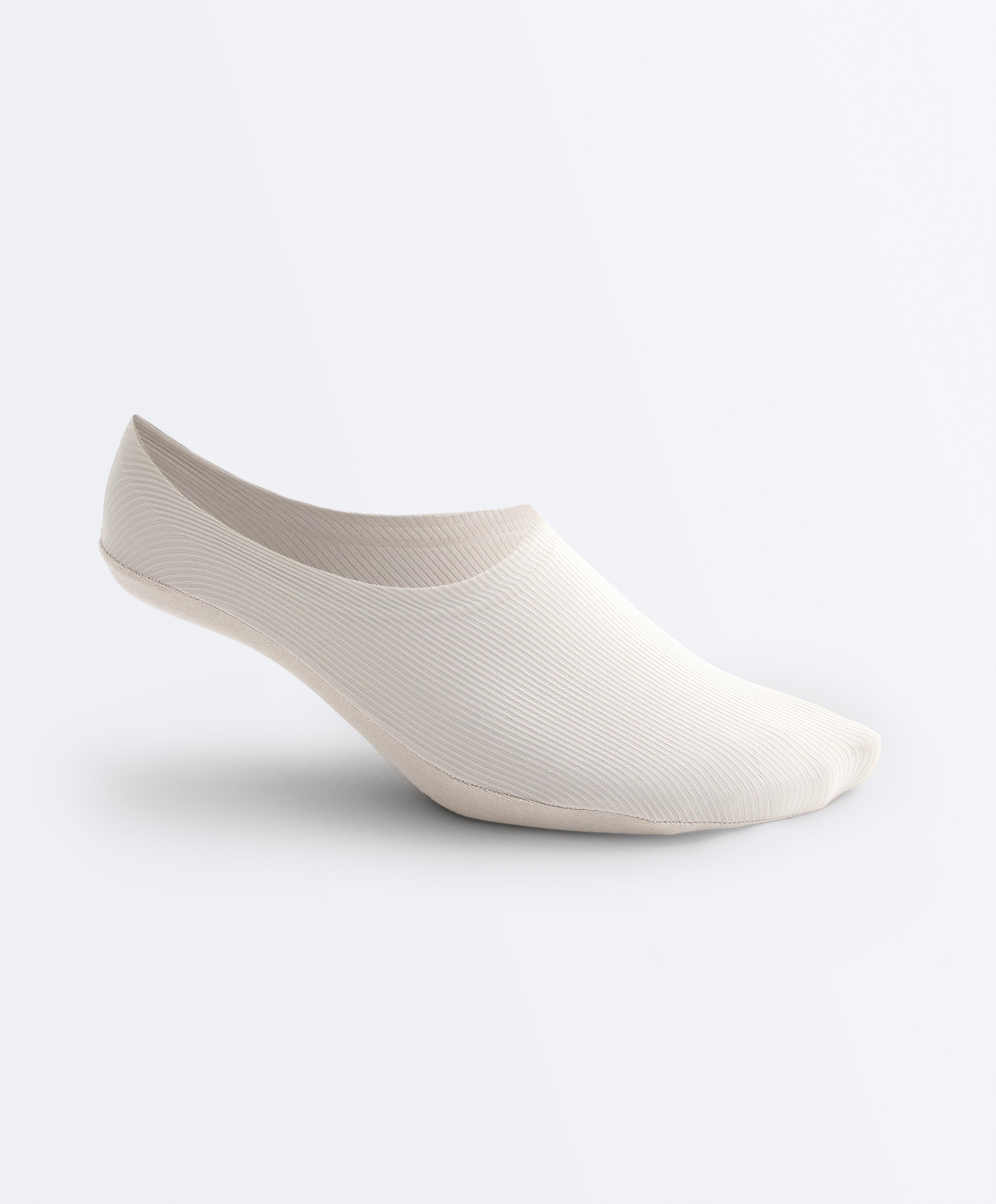 2 pairs of microfibre rib high-cut invisible socks — LIGHT STONE