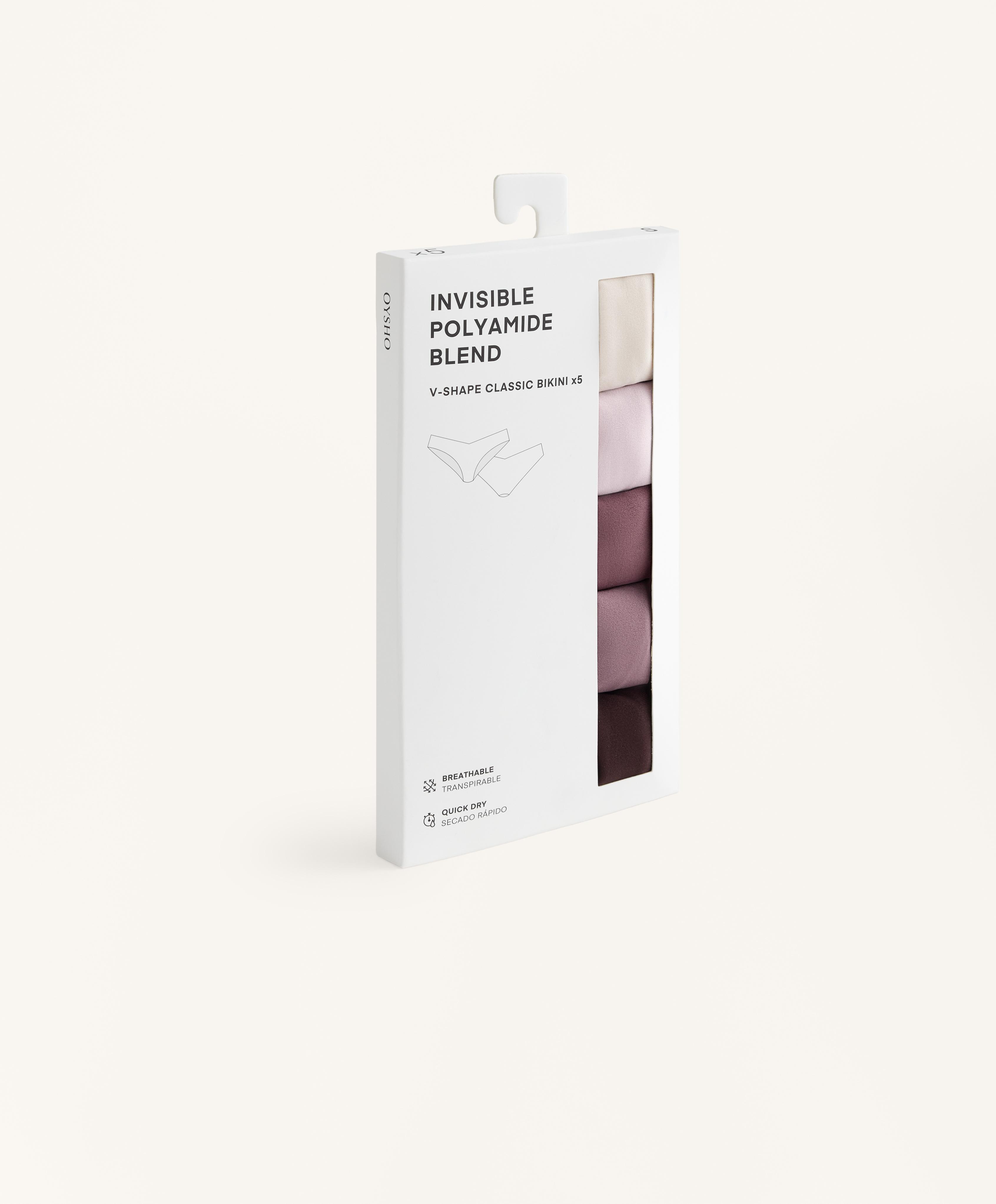 5 bragas clásicas mezcla poliamida invisible corte V