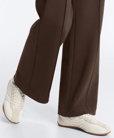 Low-rise slim pique trousers with cotton — DARK BROWN 6