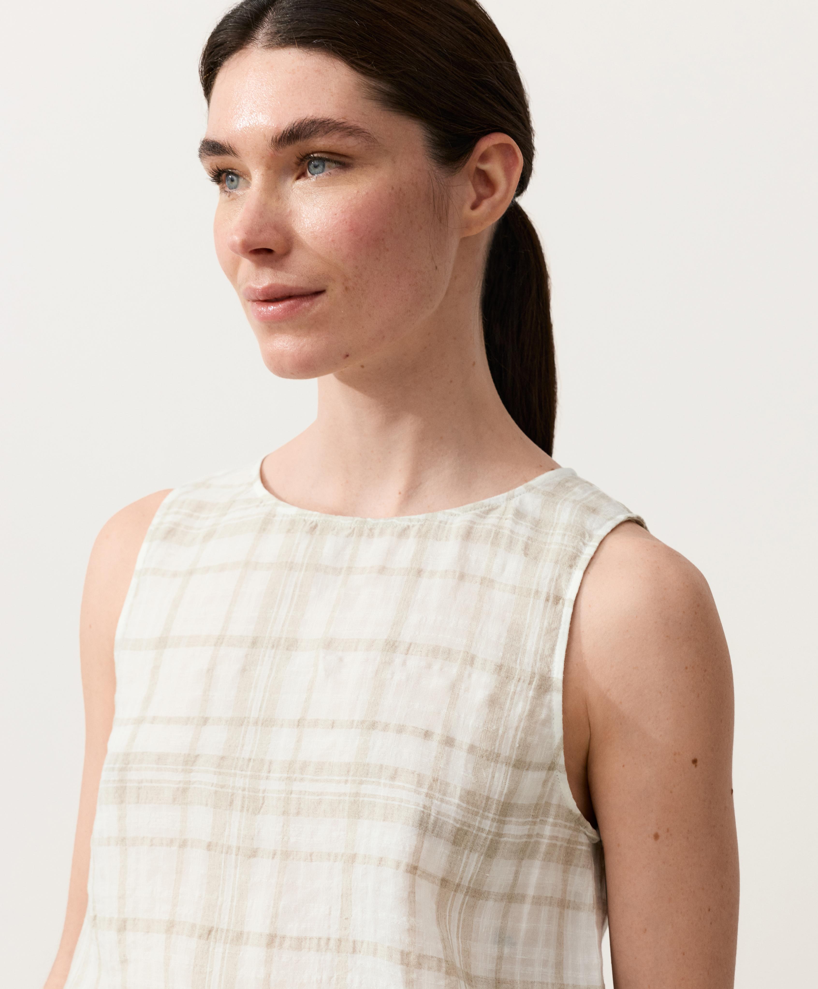 Top sin mangas con pañuelo 100% lino