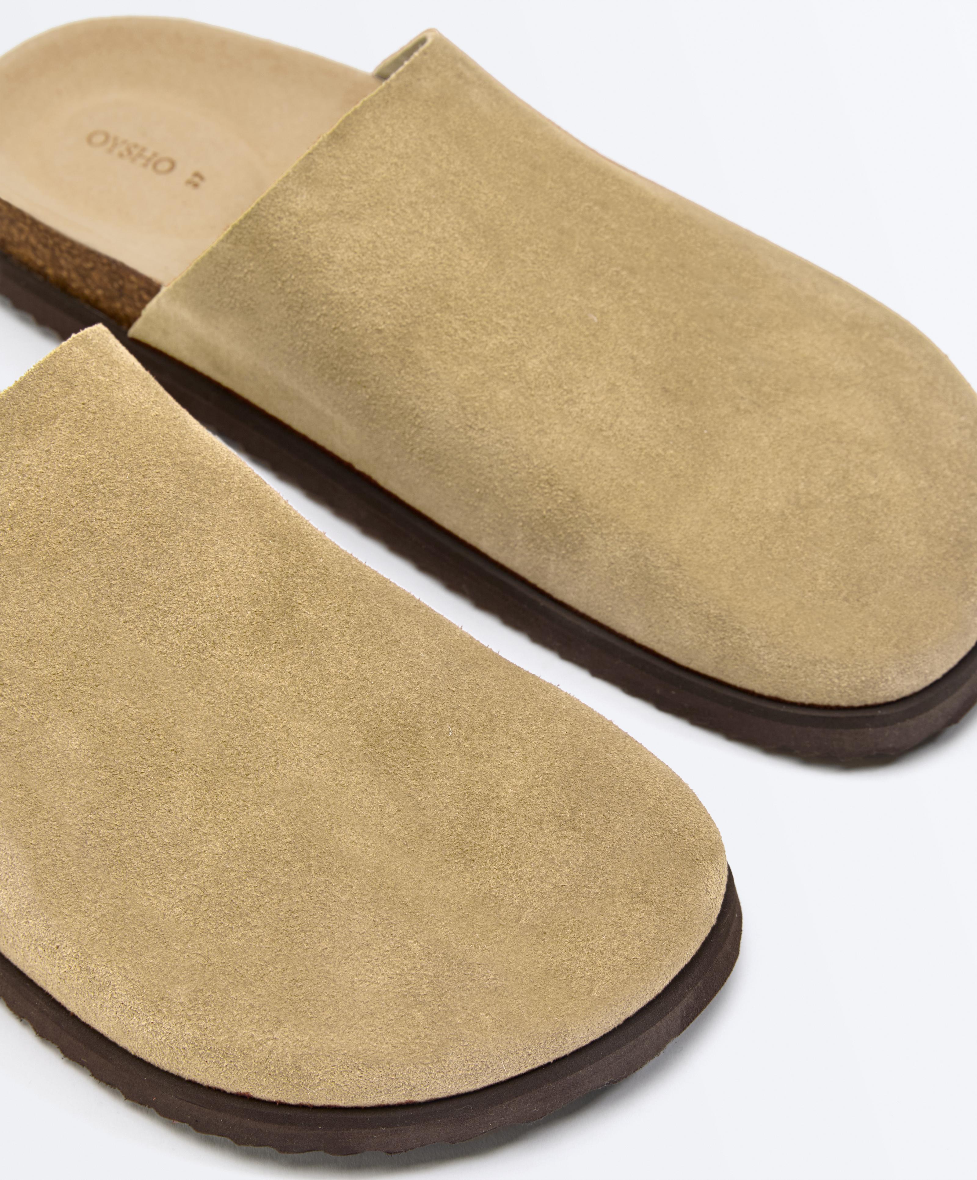 Split leather mules — SAND