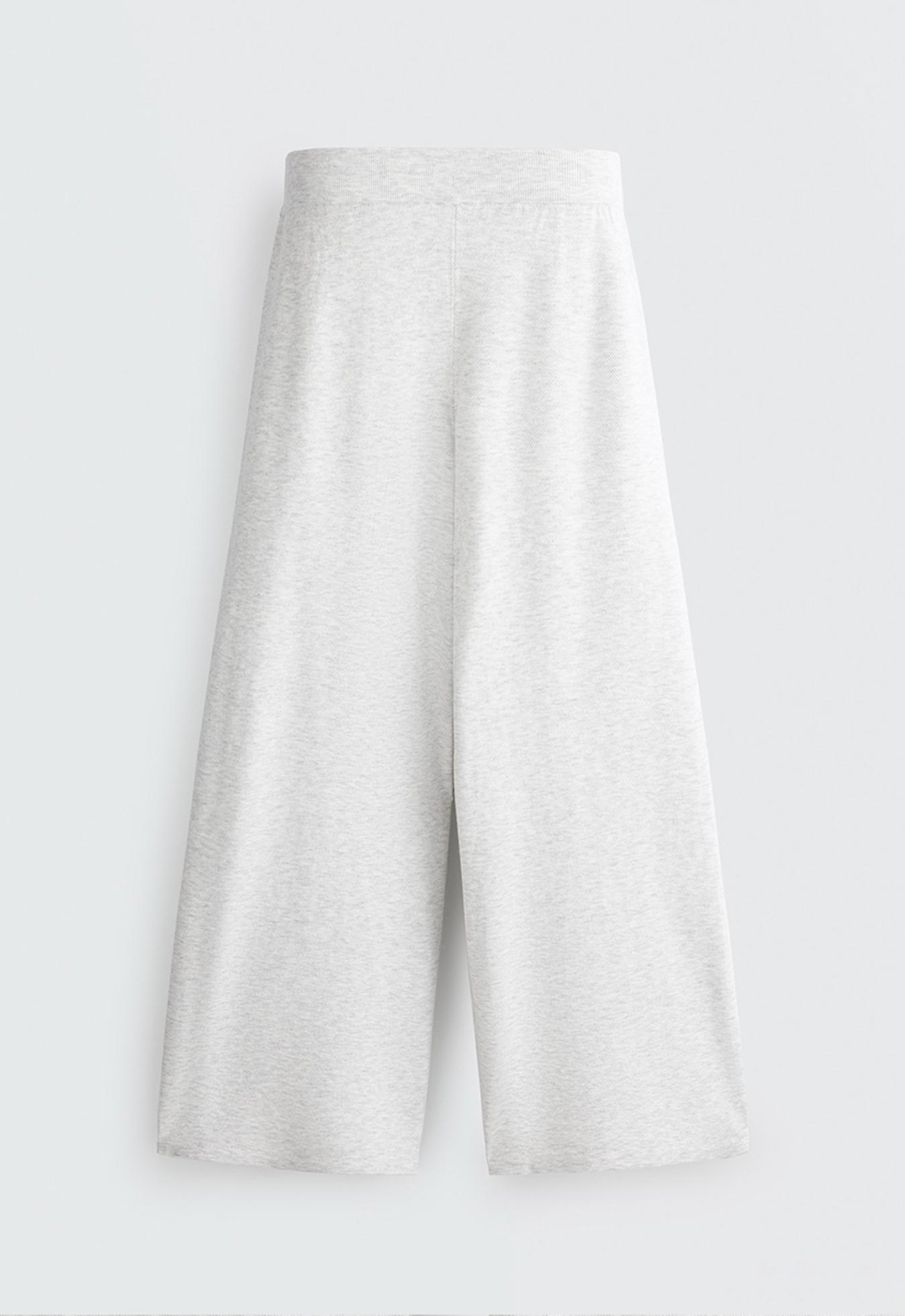 Straight-leg knit trousers — PALE GREY MELANGE
