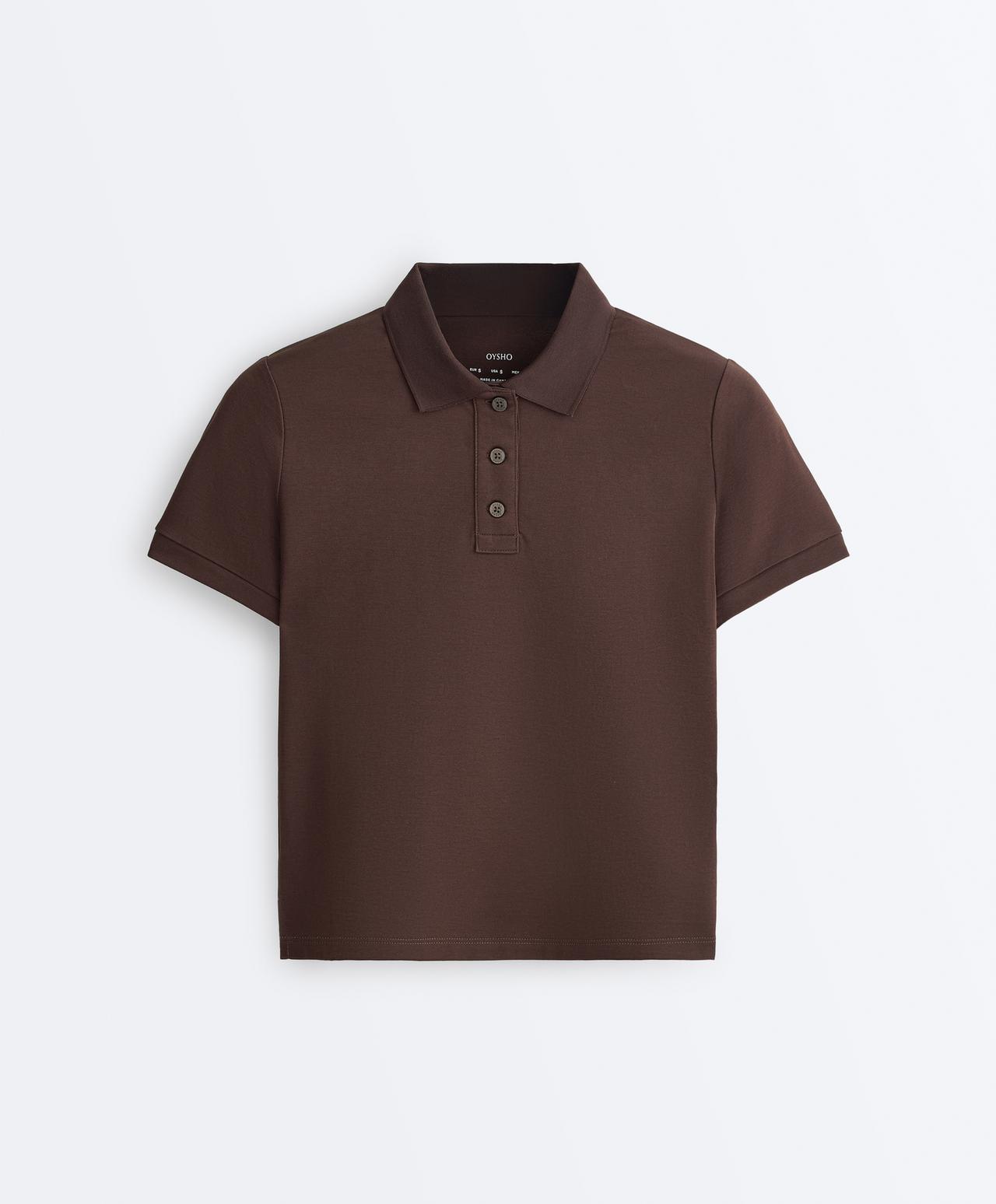 Slim-fit piqué cotton polo shirt — DARK BROWN