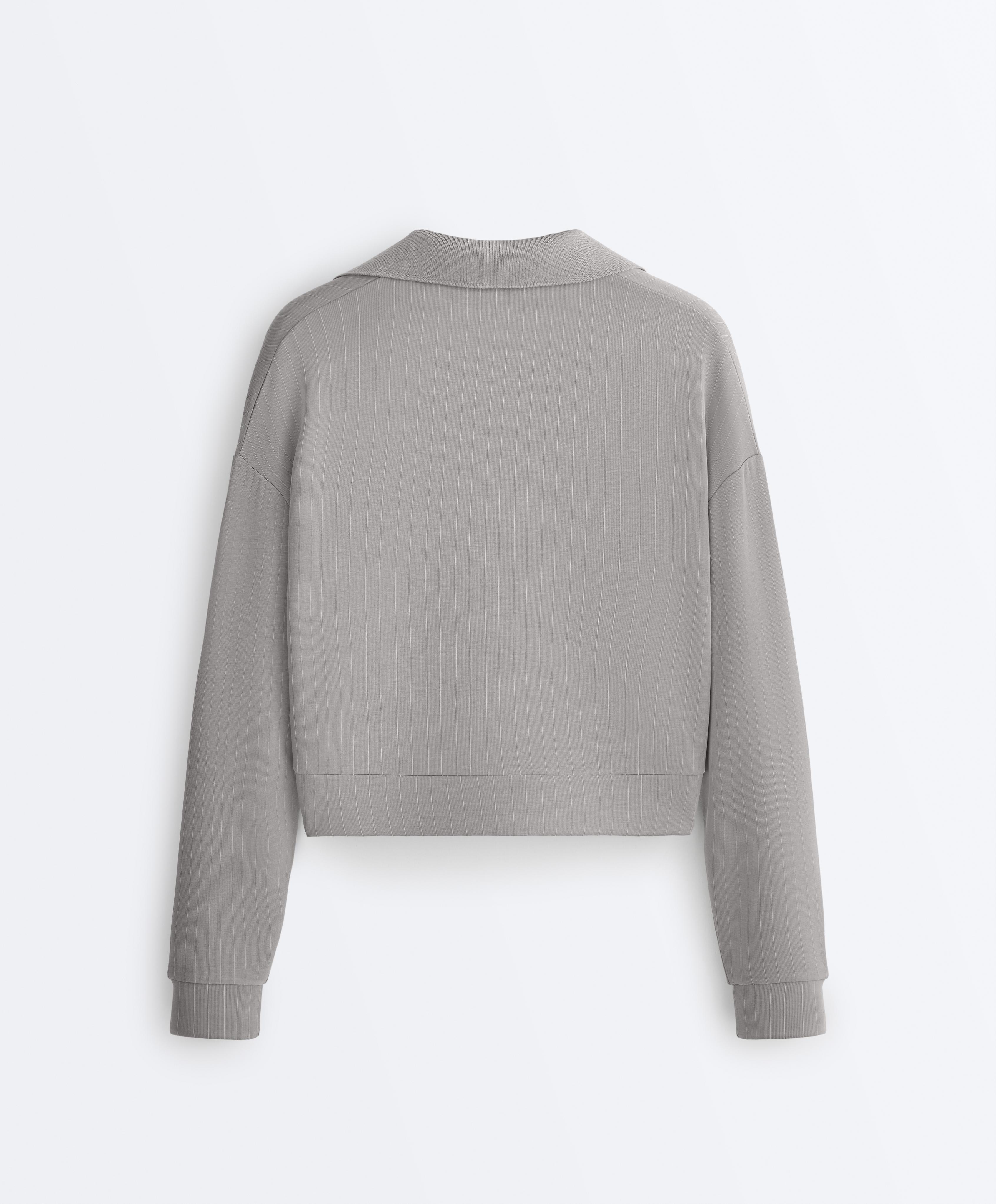 Striped polo shirt with soft touch modal — MID GREY