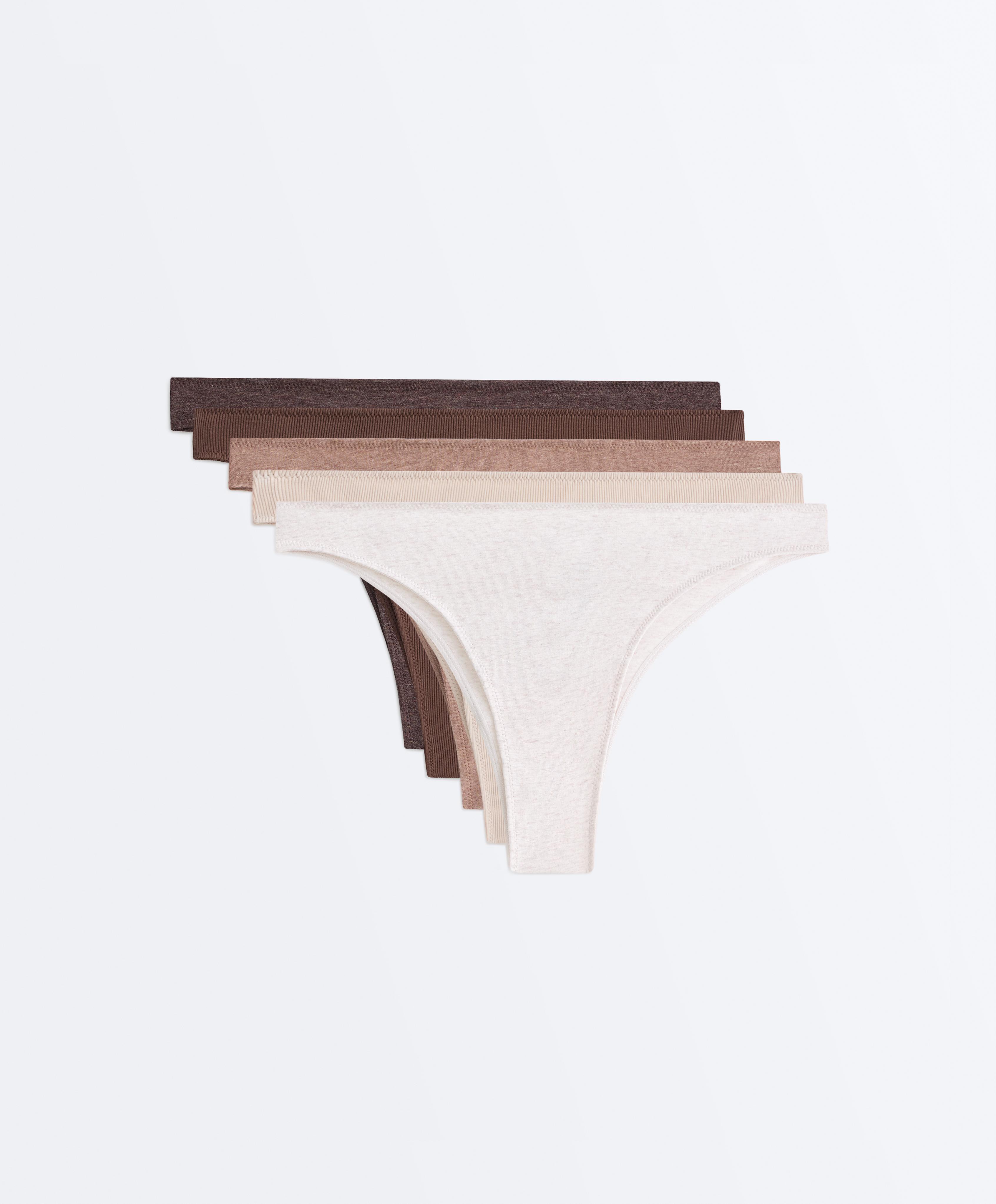 5 rib cotton blend Brazilian briefs — CHOCOLATE      