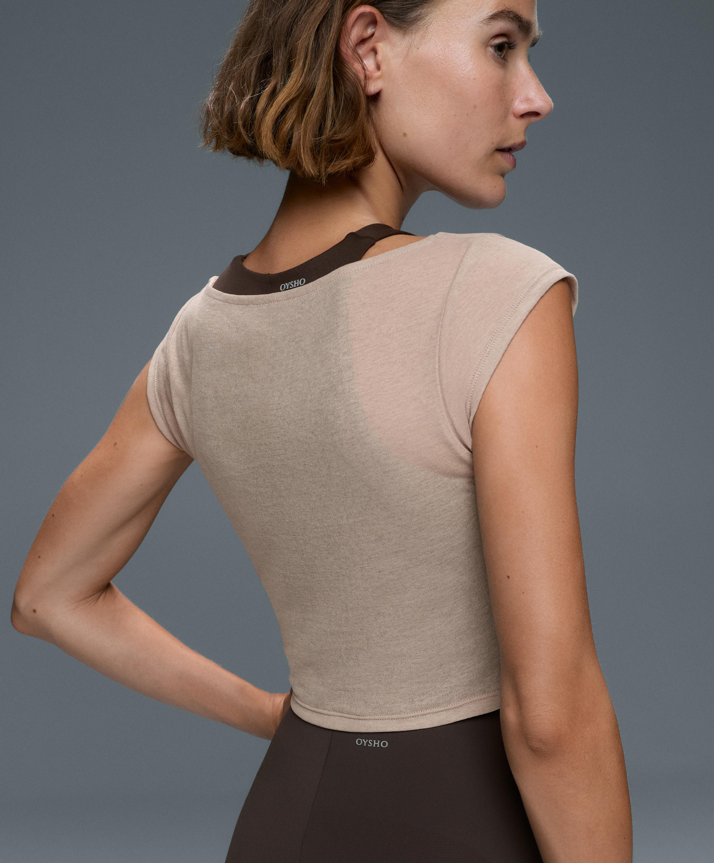 Comfortlux contrast overlay tank top — LIGHT STONE