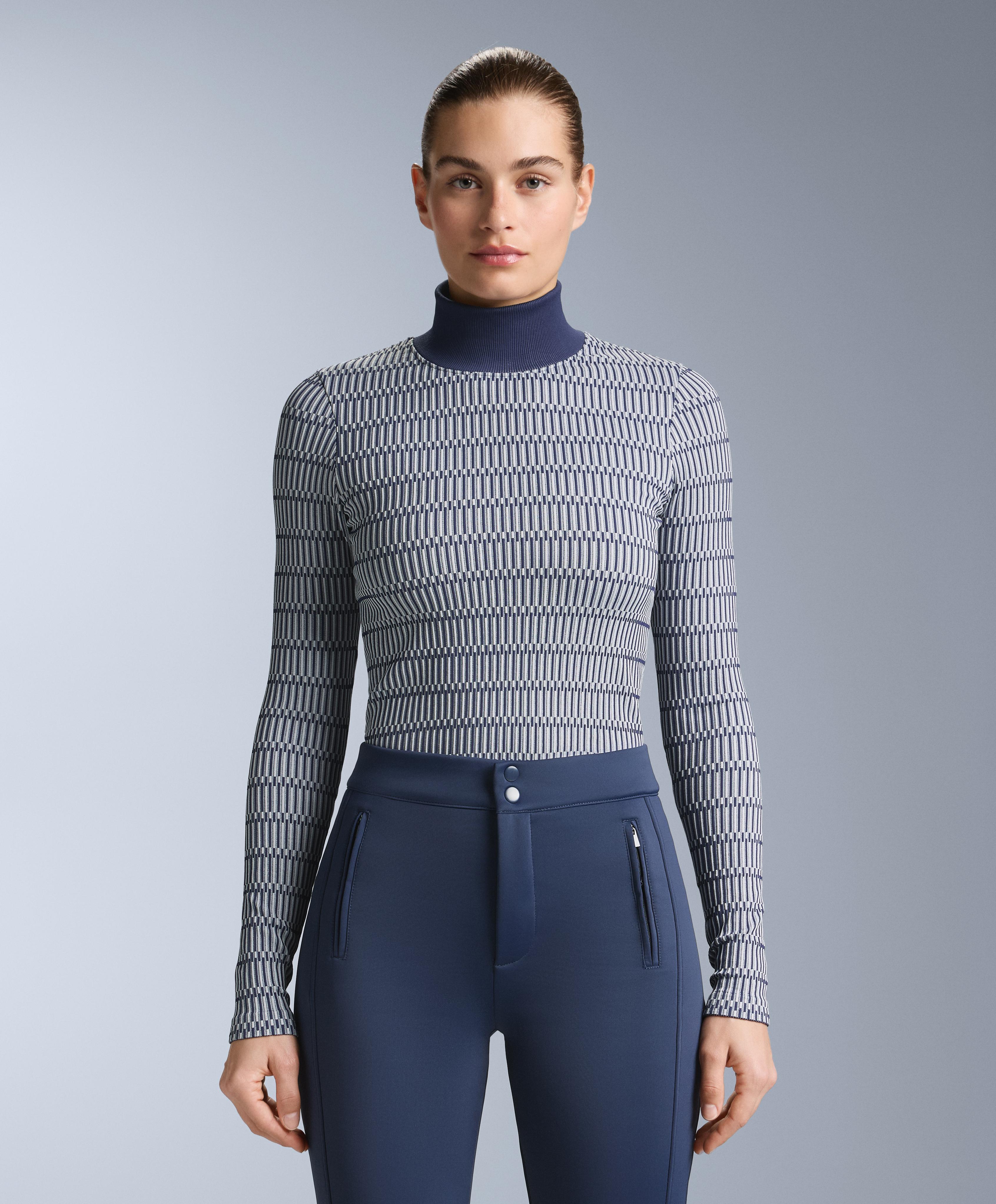 Geometric seamless thermal base layer T-shirt — NAVY BLUE