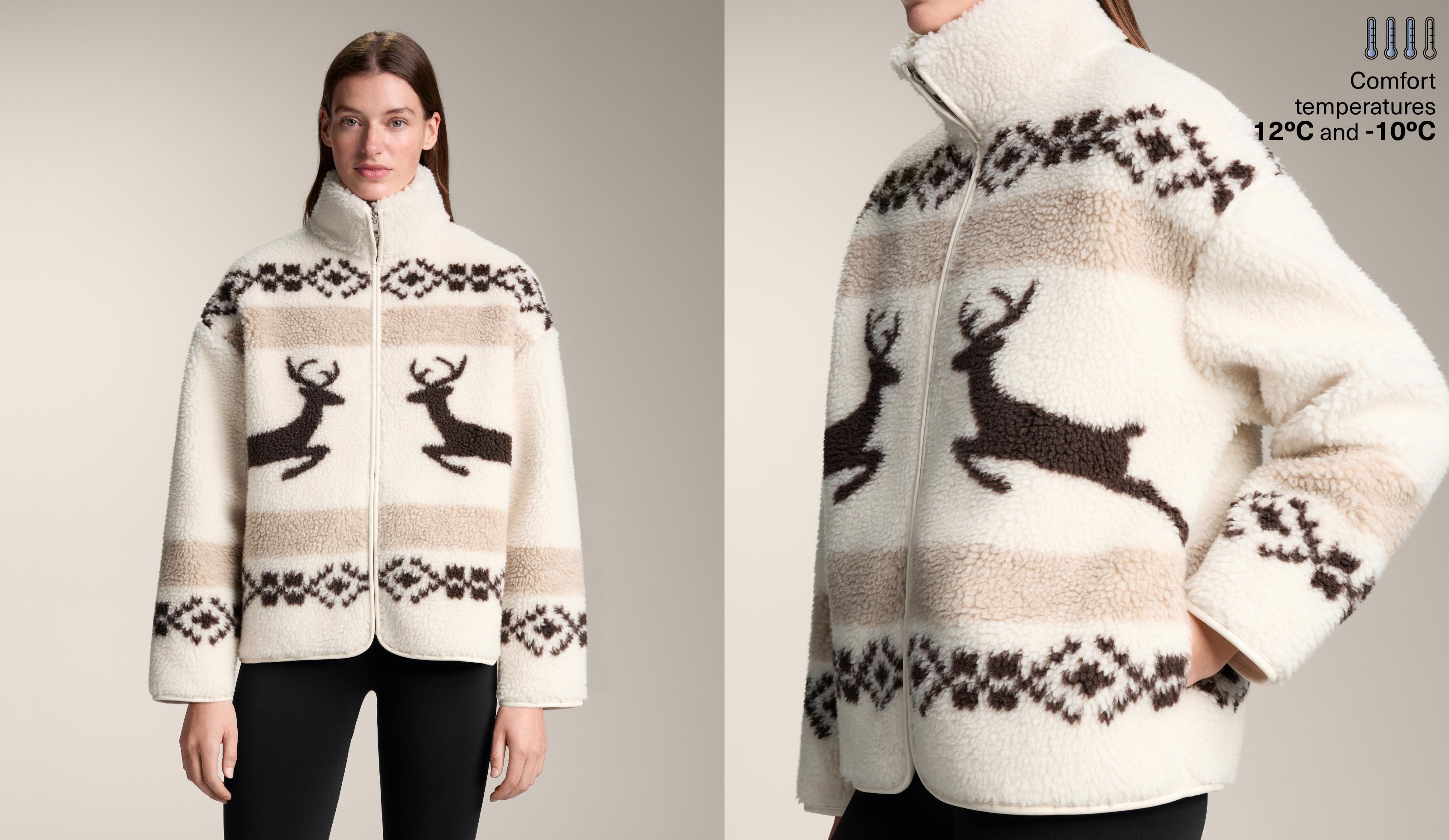 Giacca effetto montone cervi collo alto Giacca effetto montone cervi collo alto