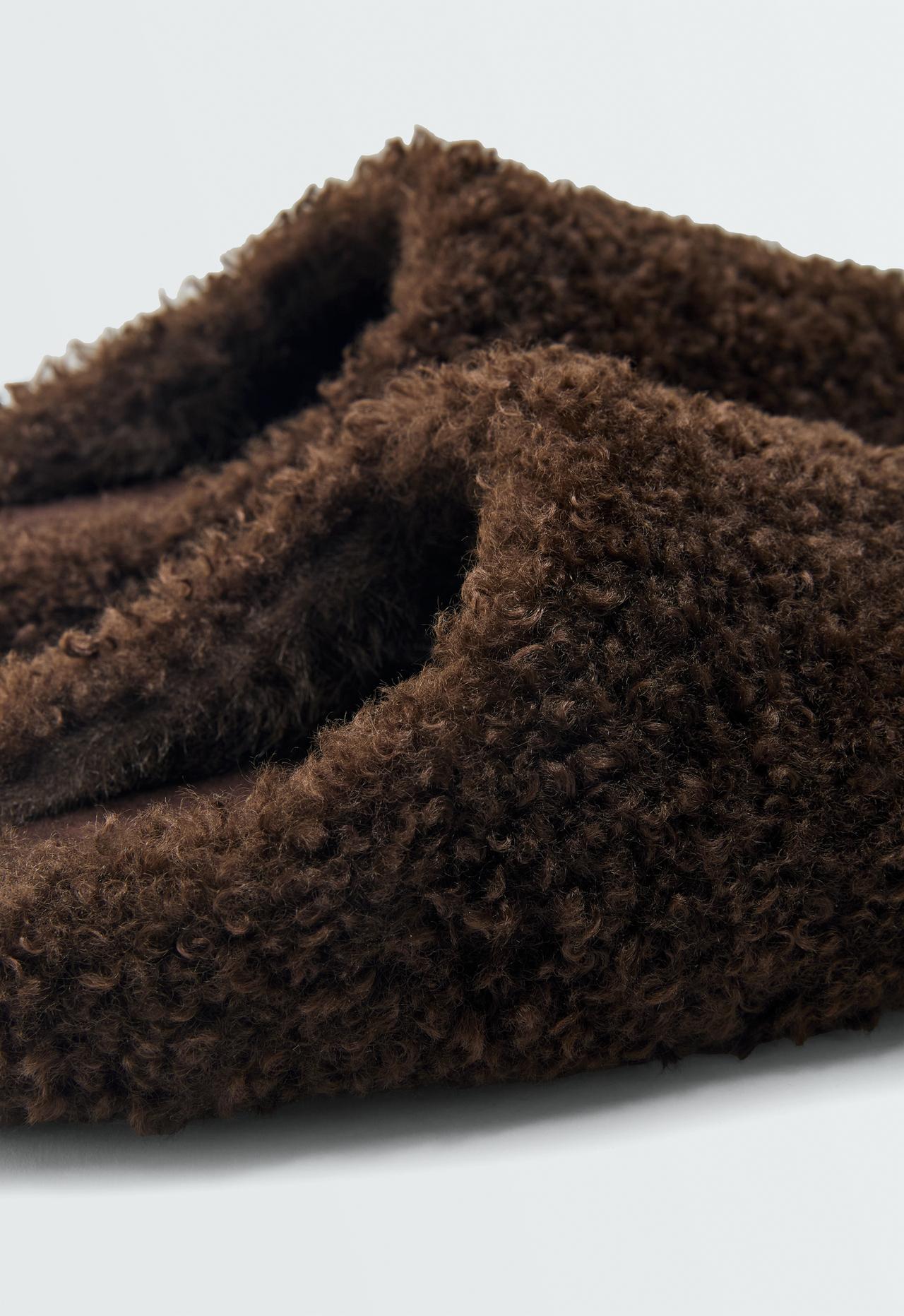 Warm faux-shearling-effect clog — BROWN