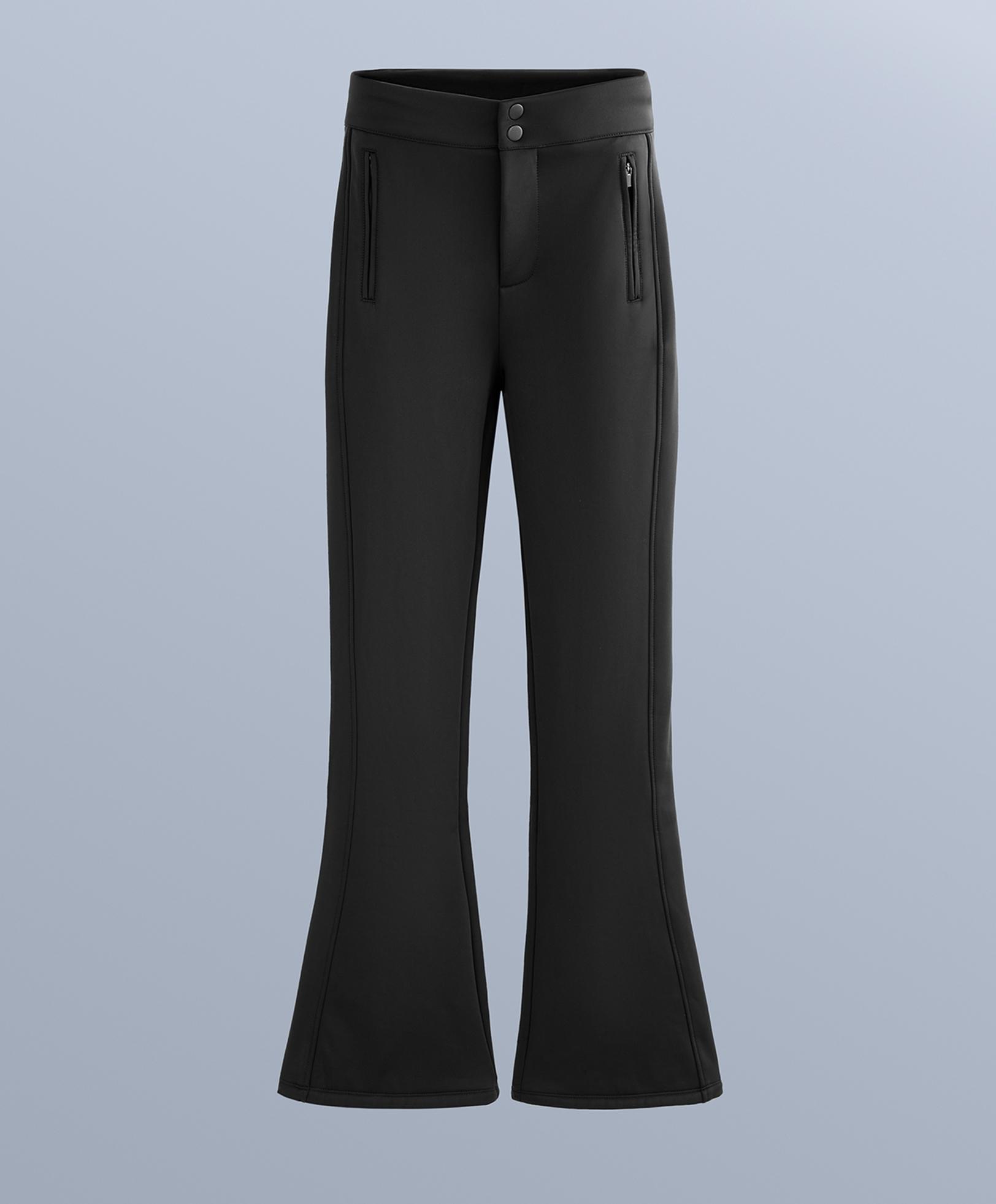 Water-resistant flare stretch SKI trousers — BLACK