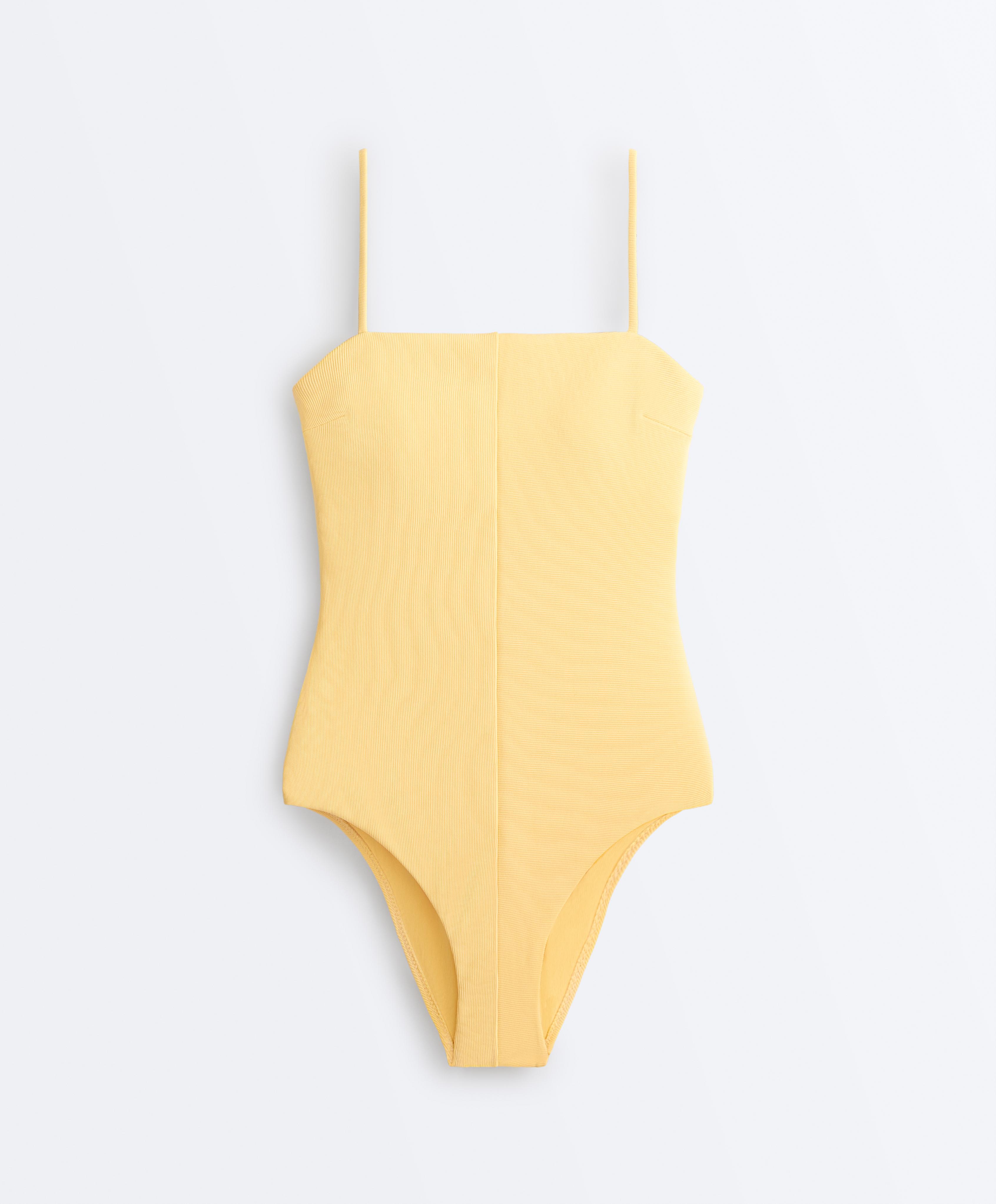 Rib bandeau swimsuit — SOFT YELLOW